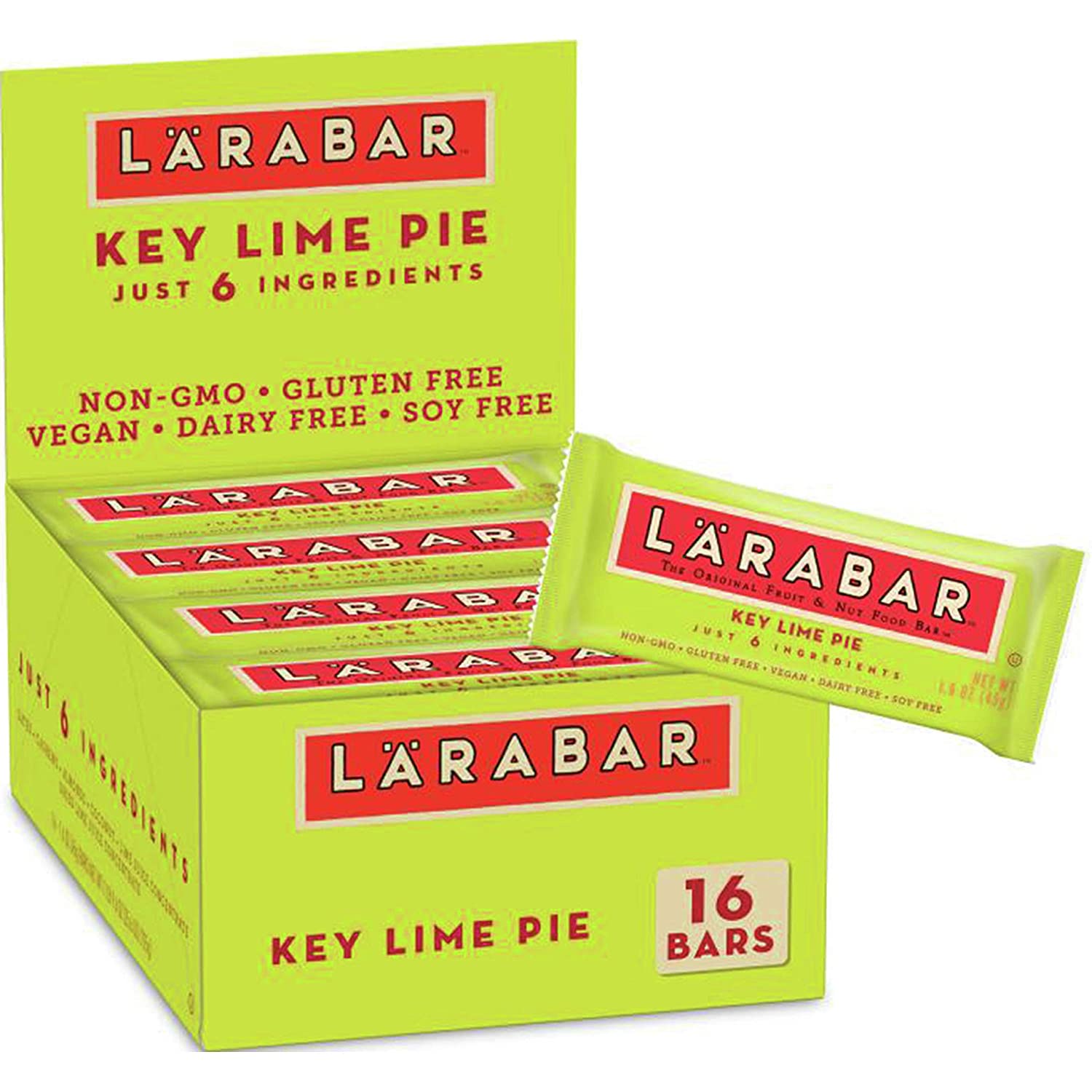Larabar Key Lime Pie. Gluten Free Vegan Fruit & Nut Bar. 1.6 oz. 16 ct