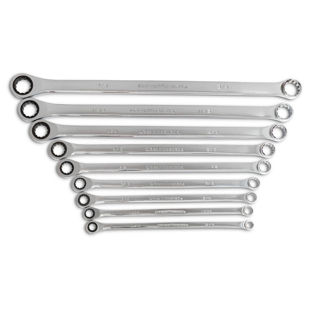 GEARWRENCH 85998 72-Tooth 12-Point SAE XL GearBox Double Box Ratcheting Wrench Set (9-Piece)