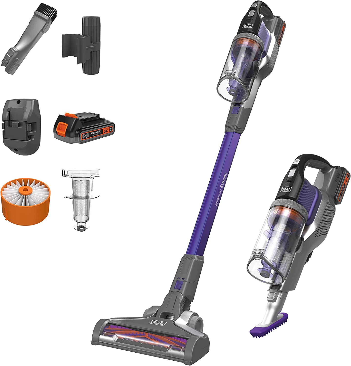 BLACK+DECKER Powerseries Extreme Cordless Stick Vacuum Cleaner for Pets. Purple (BSV2020P)