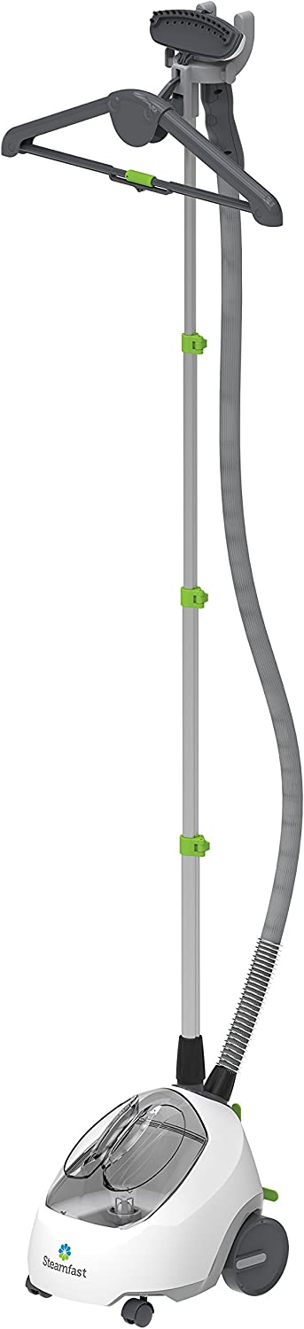Steamfast SF-520 Full Size Fabric Steamer with Insulated Hose. Clothes Hanger. and Fabric Brush . White
