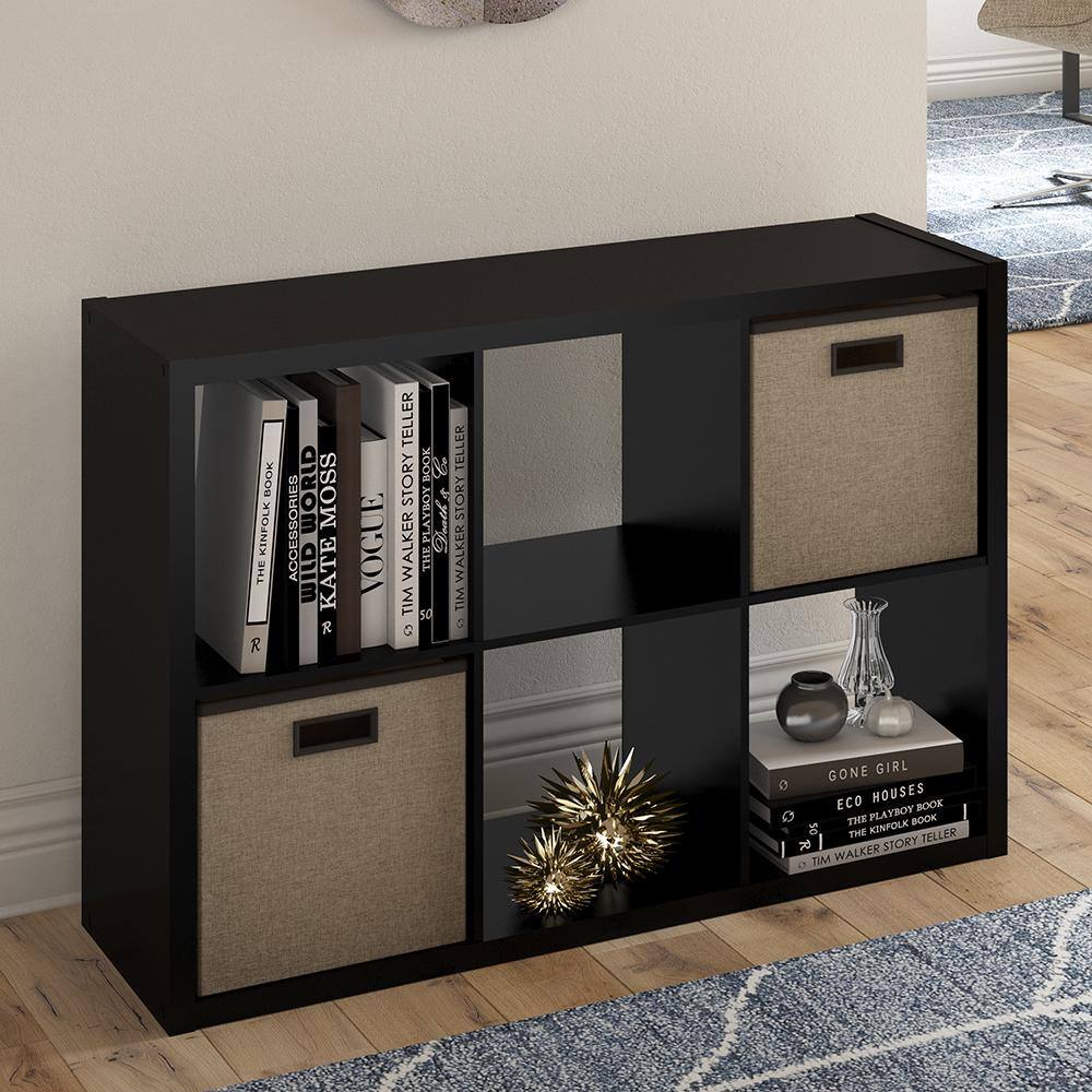 ClosetMaid 4582 30 in. H x 43.82 in. W x 13.50 in. D Black Wood Large 6- Cube Organizer