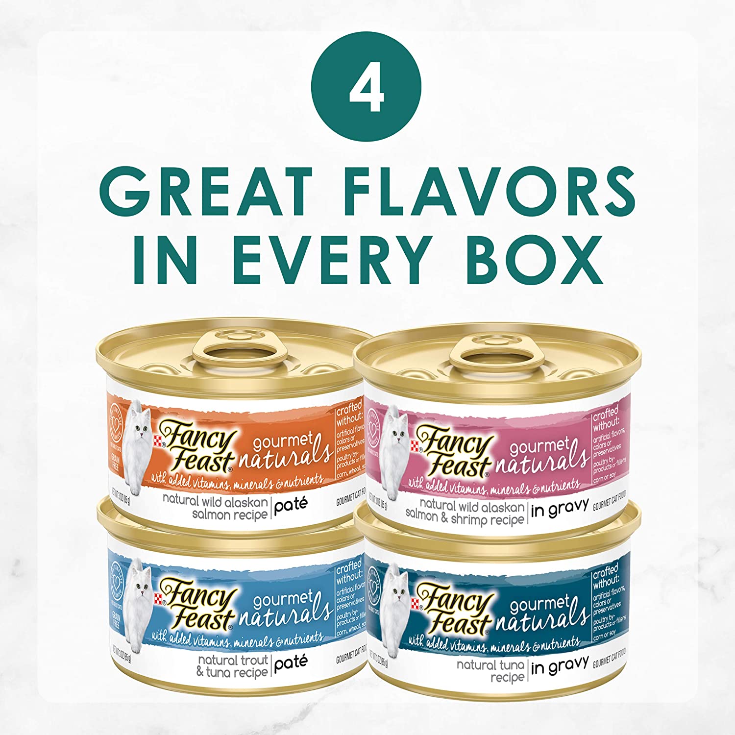 Purina Fancy Feast Natural Wet Cat Food Variety Pack. Gourmet Naturals Seafood Collection - (30) 3 oz. Cans
