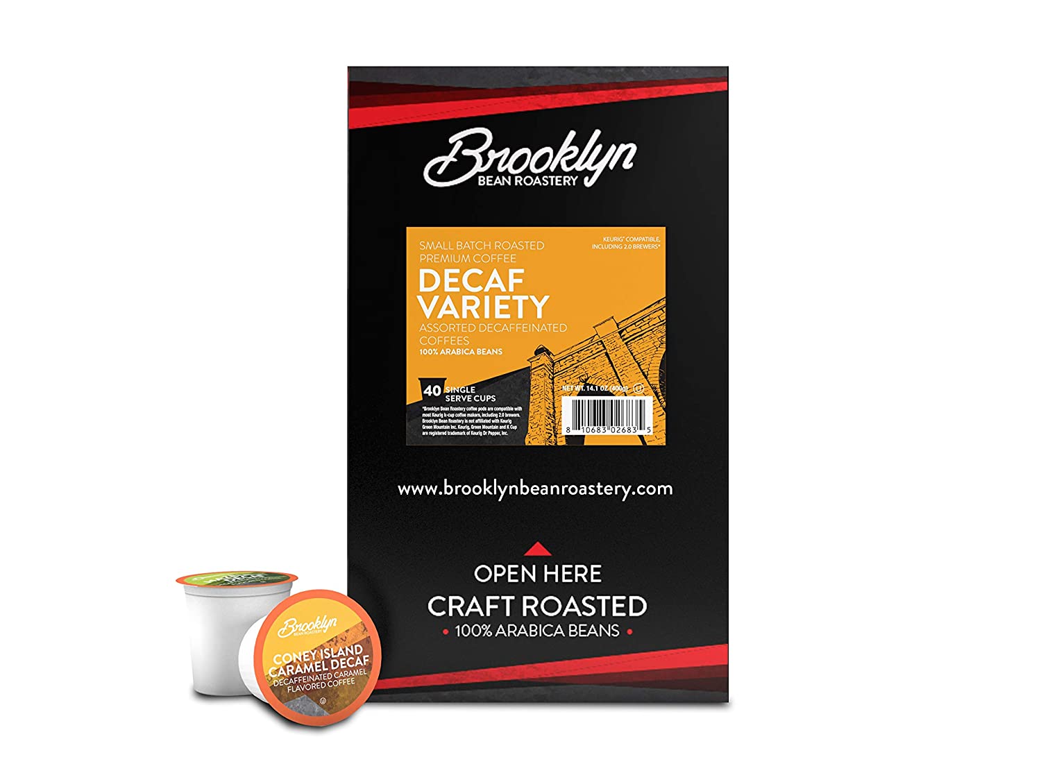 Brooklyn Beans Coffee for Keurig Coffee Pods. Assorted Decaf Variety Pack. Compatible with 2.0 Keurig Coffee Pods K Cup Brewers. 40 Count