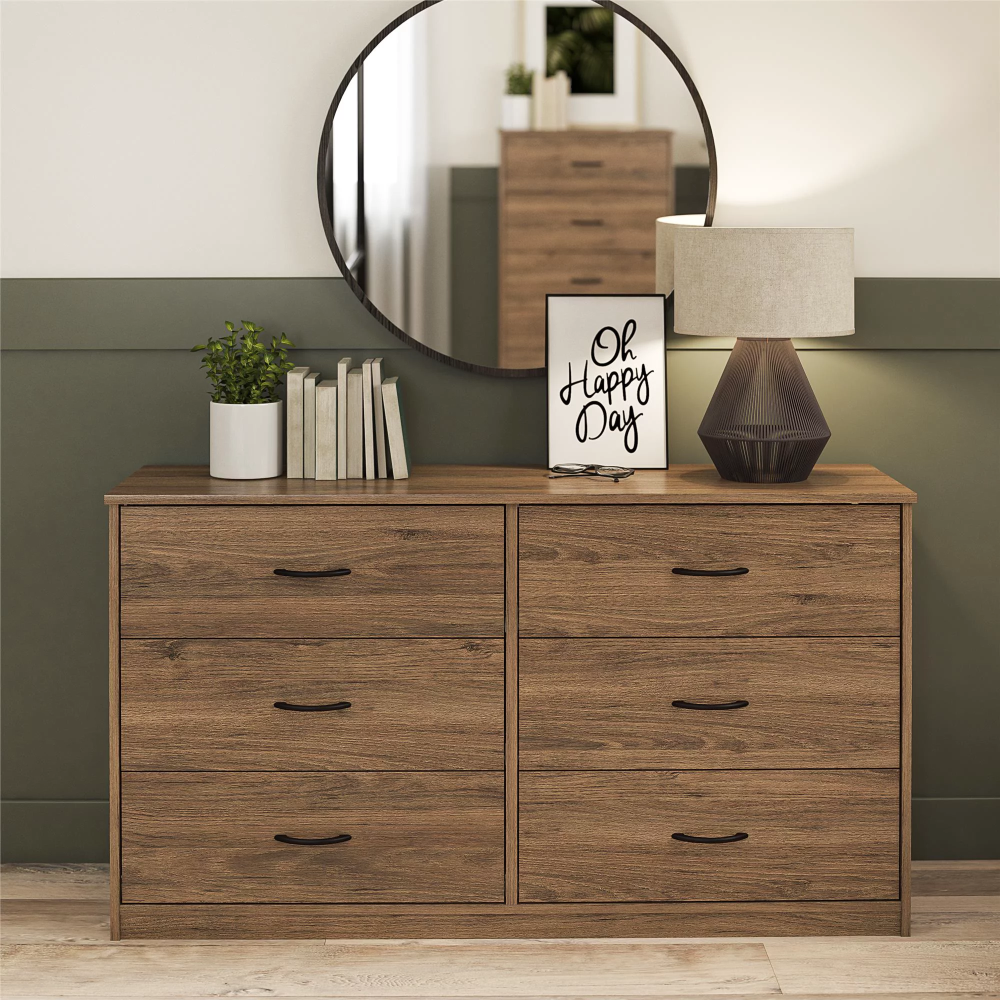 Mainstays Classic 6 Drawer Dresser. Rustic Oak