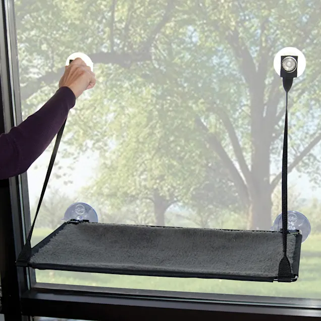 K&H Pet Products EZ Mount Grey Window Kitty Sill. Cat Window Perch. Single Level Gray 12″ L X 23″ W