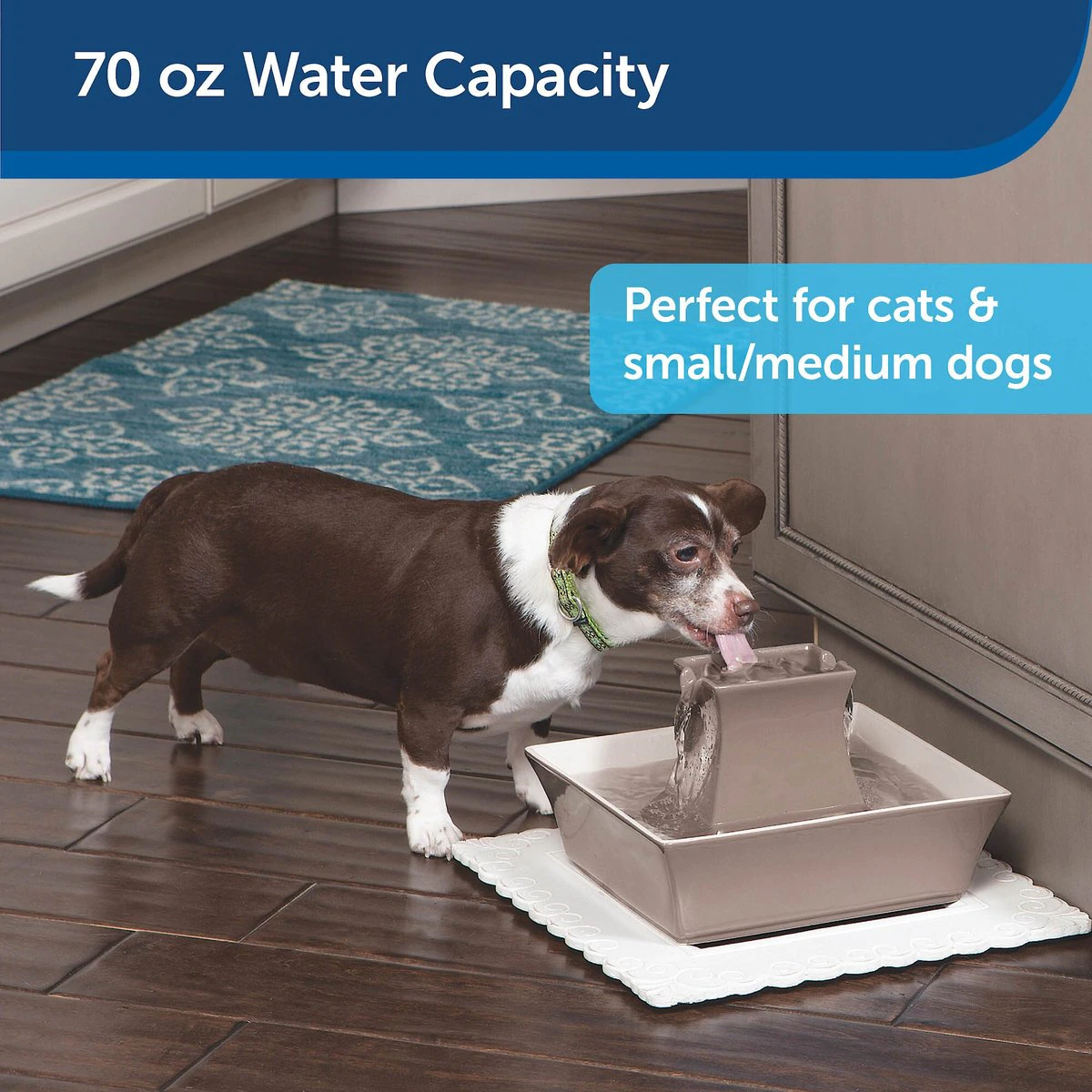 Drinkwell Pagoda Ceramic Dog & Cat Fountain (Taupe)