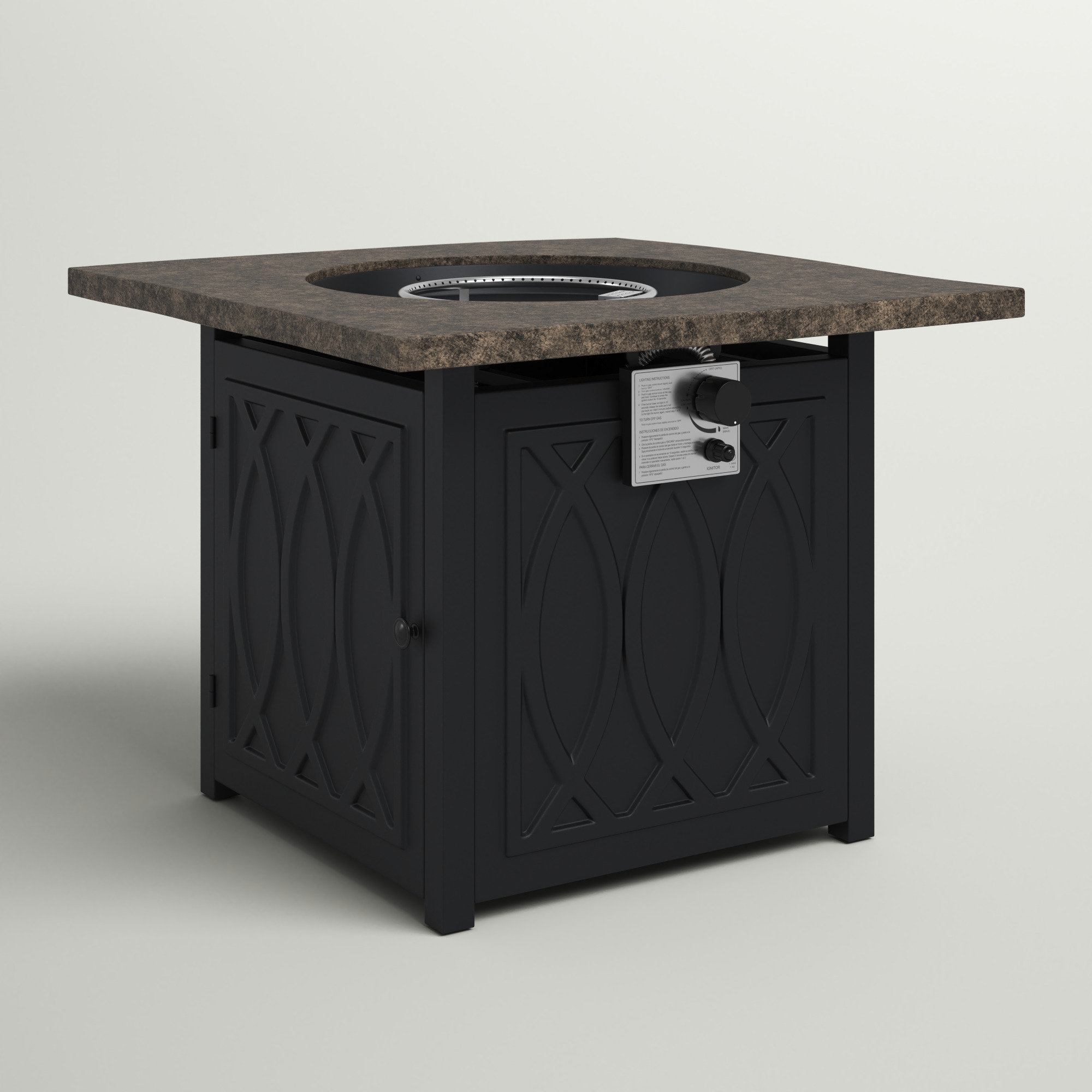 Bremer 25” H x 32” W Magnesium Oxide Propane Outdoor Fire Pit Table