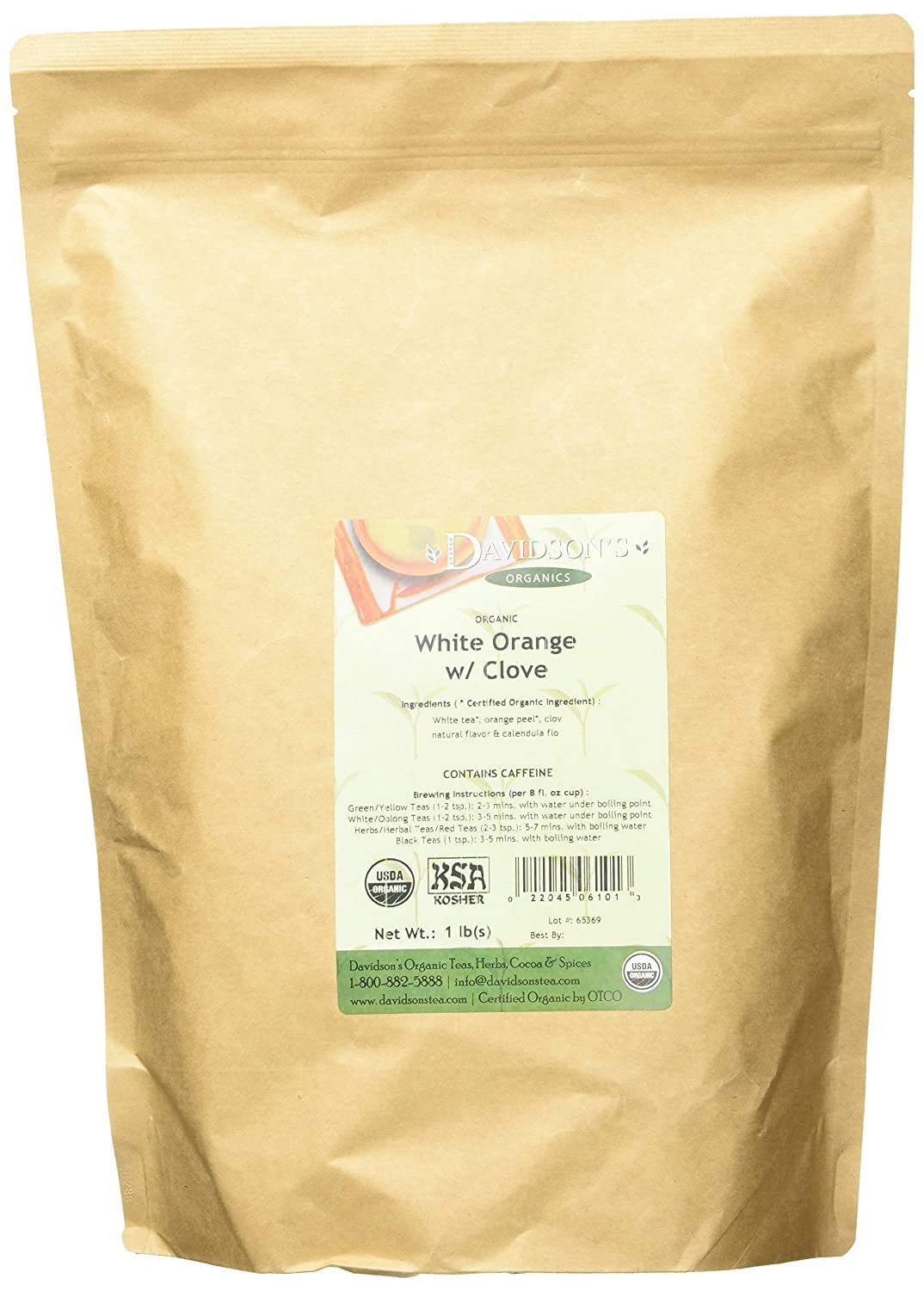 Davidson-s Tea Bulk. White Orange With clove. 16-Ounce Bag