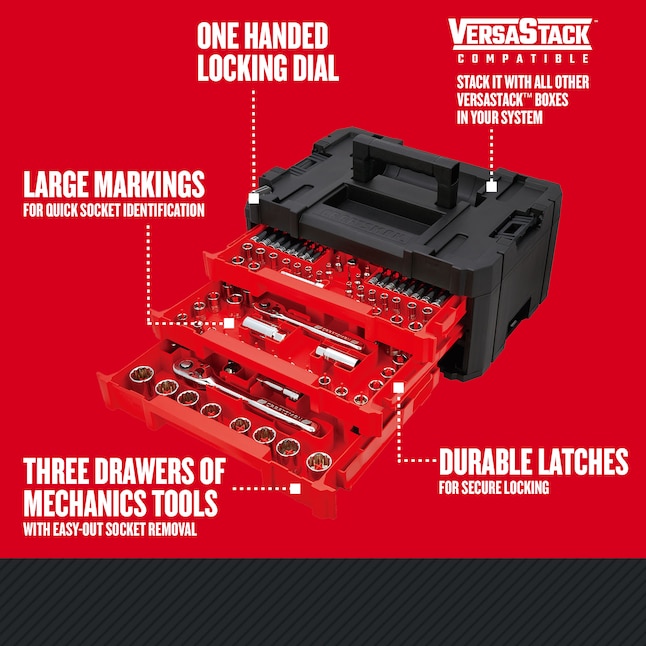CRAFTSMAN CMMT45307 262-Piece Standard (SAE) and Metric Combination Polished Chrome Mechanics Tool Set (1/4-in; 3/8-in; 1/2-in;)