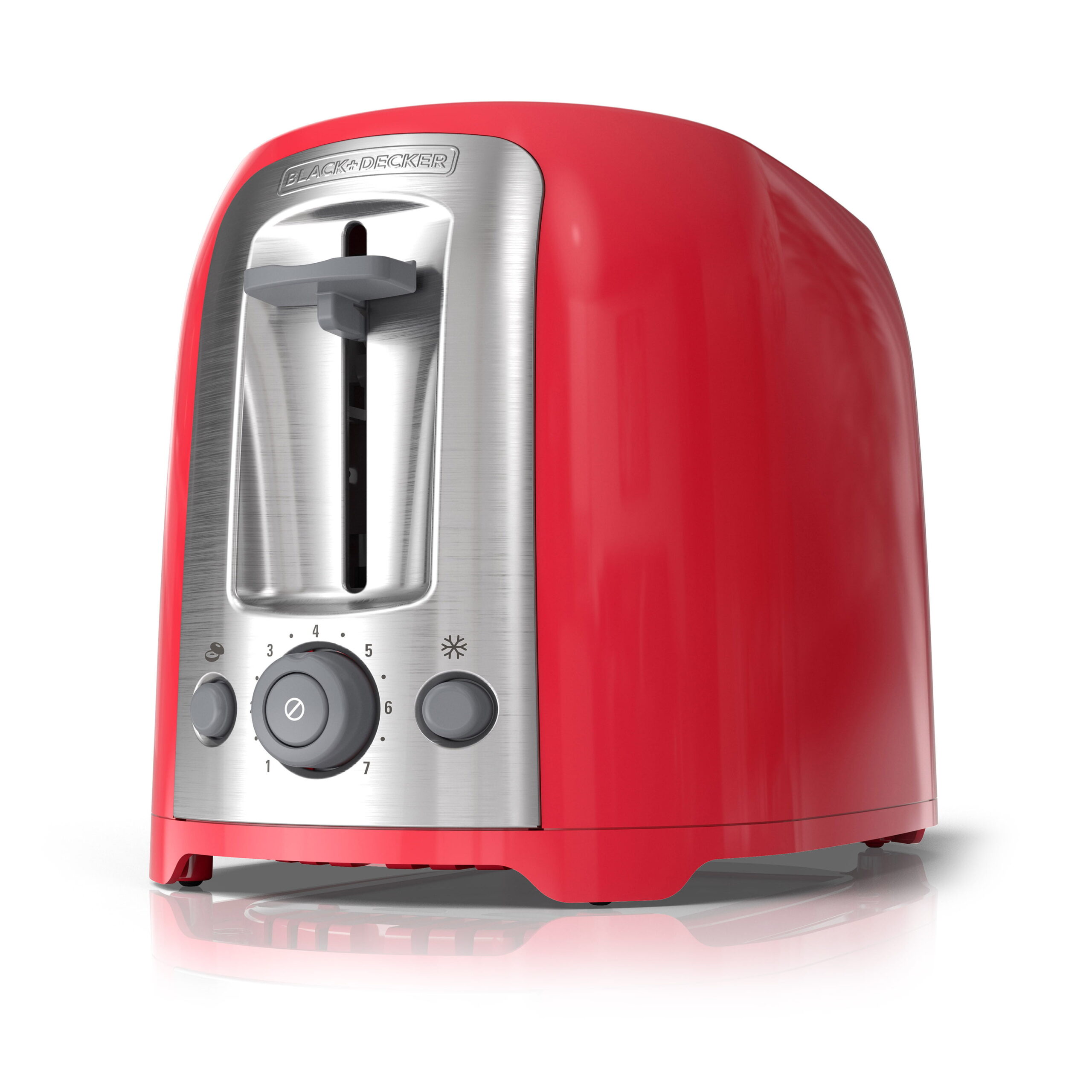 BLACK+DECKER 2-Slice Extra Wide Slot Toaster. Red. Silver. TR1278TRM