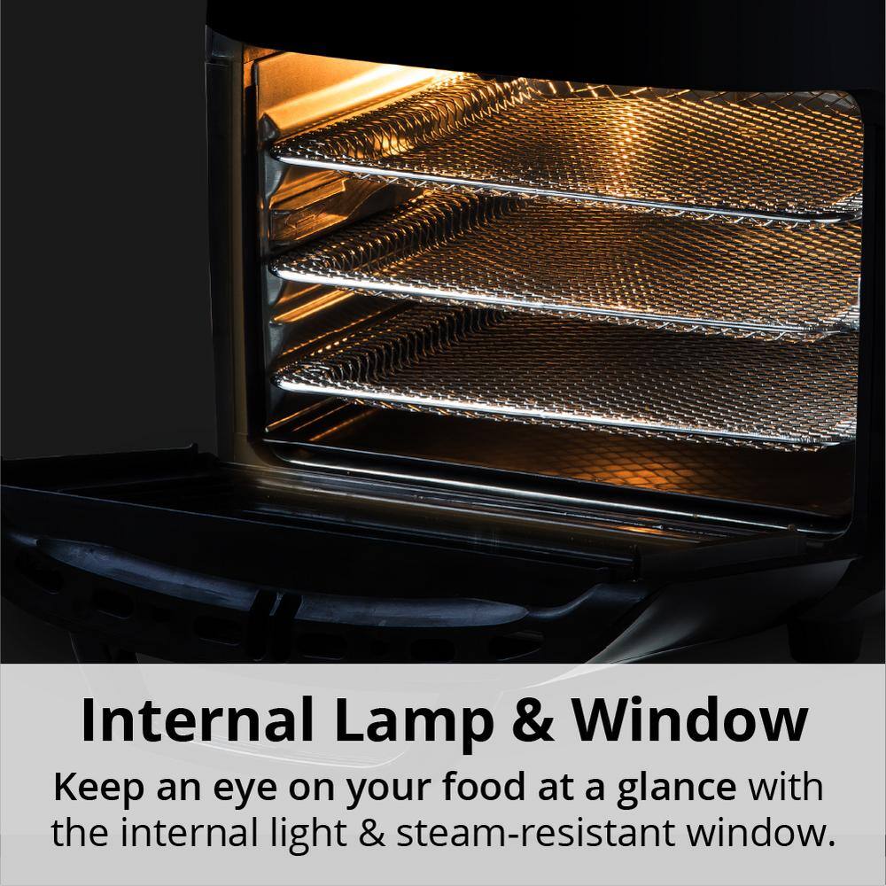 ARIA  10Qt White Air Fryer Oven with Rotating Rotisserie. Dehydration and Recipe Book