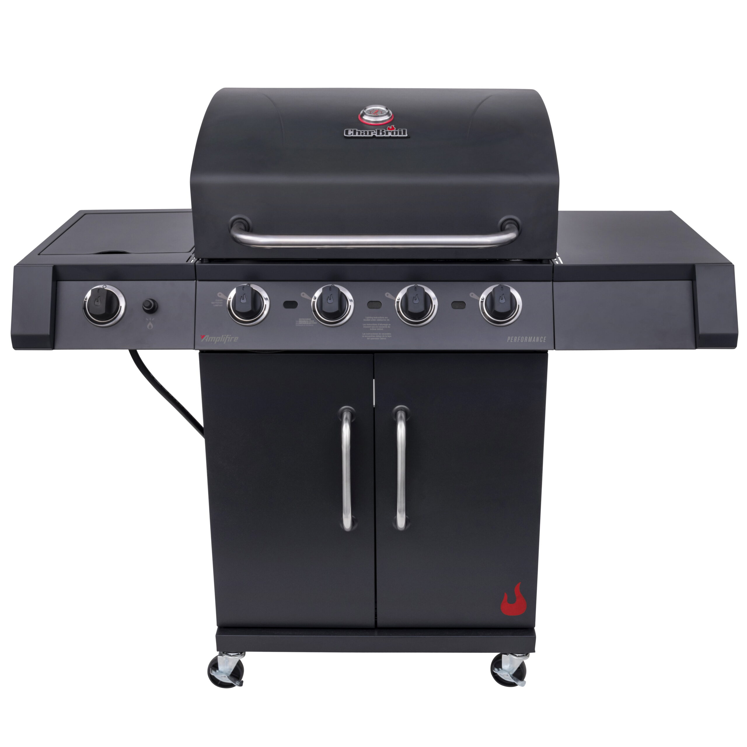 Char-Broil Performance Series Infrared 4-Burner Propane Gas Grill Cabinet with Side Burner. Black