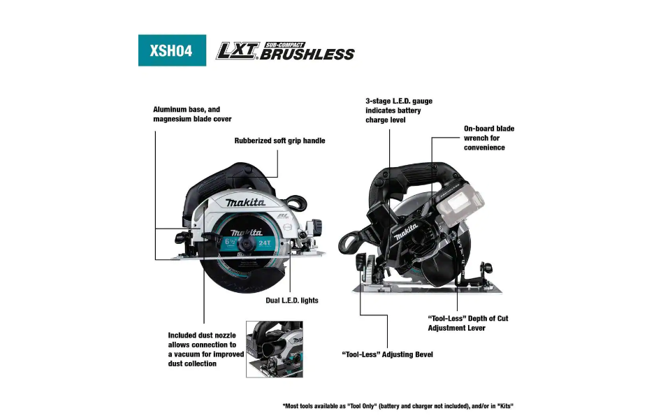 Makita XSH04ZB 18-Volt 6-1/2 in. LXT Sub-Compact Lithium-Ion Brushless Cordless Circular Saw (Tool Only)
