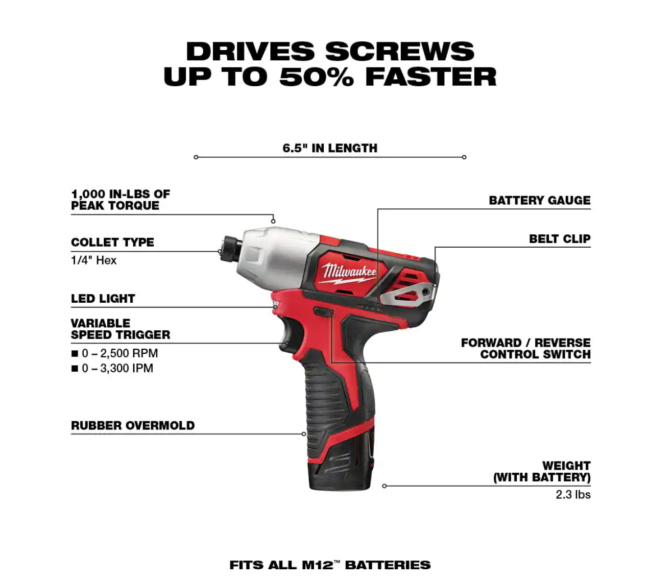 Milwaukee 2462-22-2457-20 M12 12V Cordless 1/4 in. Hex Impact Driver Combo Kit with M12 3/8 in. Ratchet (Tool-Only)