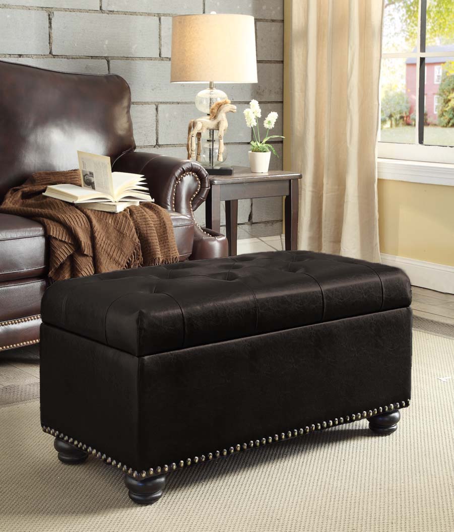 Convenience Concepts Designs4Comfort No Tools 7th Avenue Storage Ottoman. Espresso Faux Leather