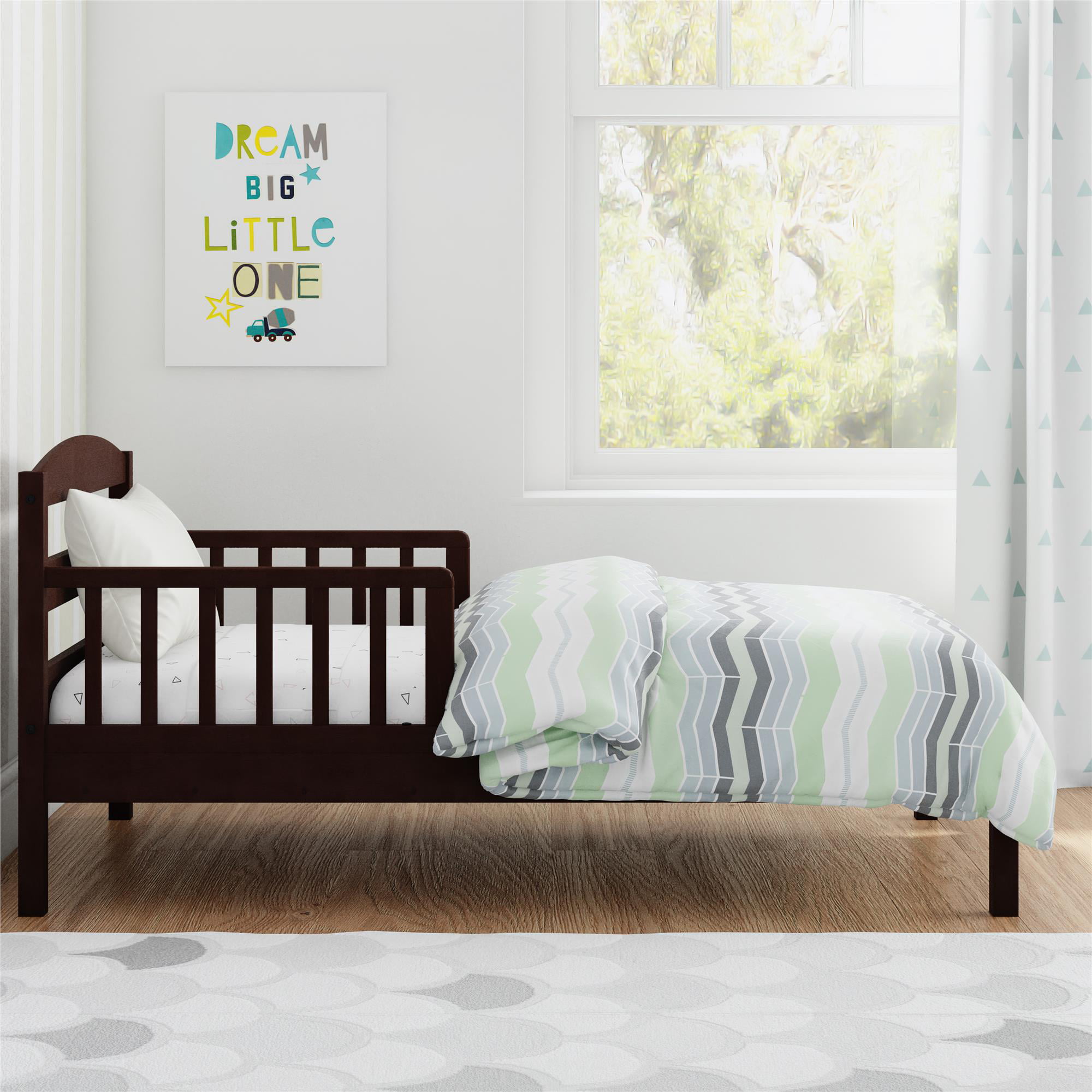 Baby Relax Jackson Kids Wood Toddler Bed with Safety Guardrails. Espresso