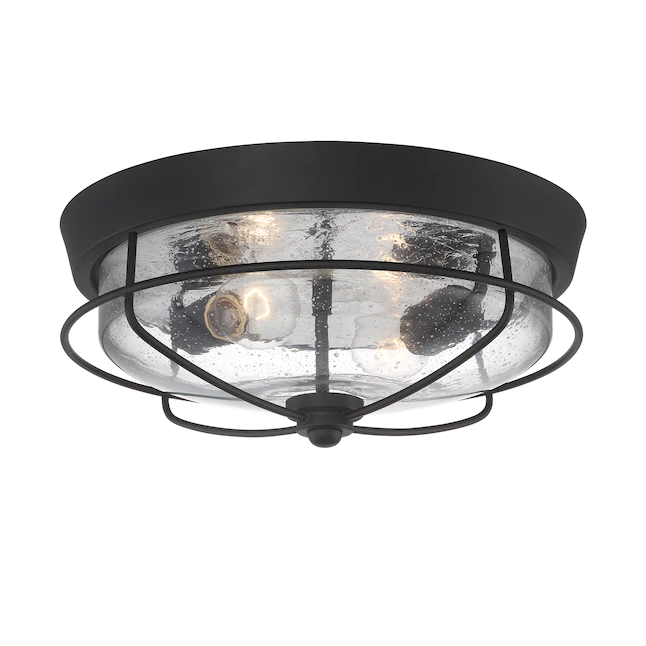 Portfolio  Valdara 2-Light 14.88-in Matte Black Incandescent Flush Mount Light