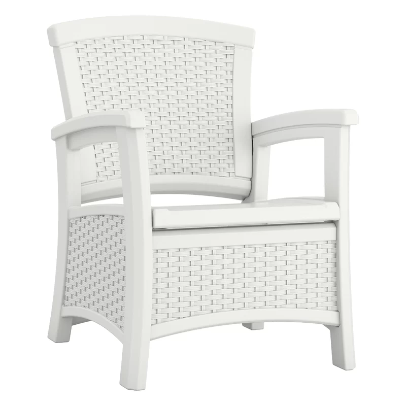 Suncast BMCC1800W Elements Resin Outdoor Lounge Chair With Storage. White