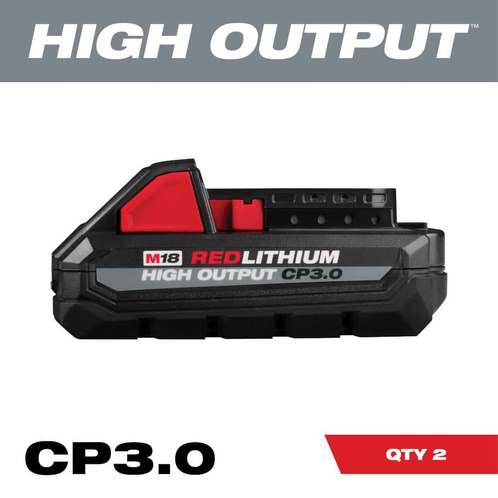 Milwaukee 48-11-1837 M18 18V Lithium-Ion HIGH OUTPUT CP 3.0Ah Battery Pack (2-Pack)