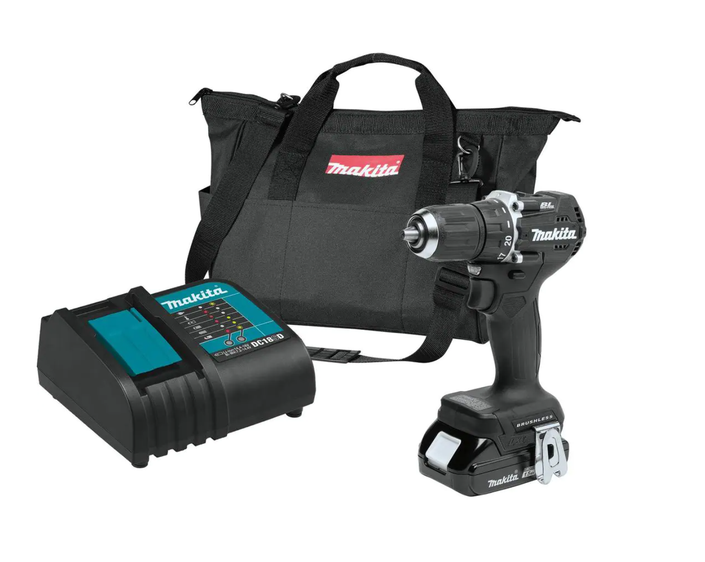 Makita XFD15SY1B 18V LXT Sub-Compact Lithium-Ion Brushless Cordless 1/2 in. Driver Drill Kit. 1.5Ah
