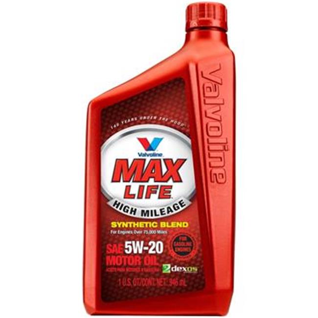 Valvoline High Mileage MaxLife 5W-20 Synthetic Blend Motor Oil. 1 qt. / 6-pack