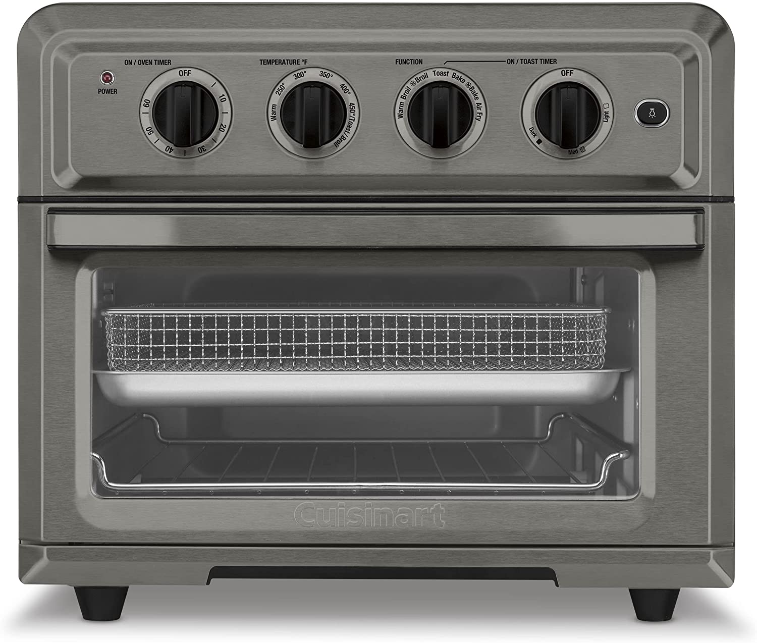 Cuisinart TOA-60BKS Convection Air Fryer Toaster Oven. Premium 1800-Watt Oven with 7-in-1 Functions and Wide Temperature Range. Large Capacity AirFryer with 60-Minute Timer/Auto-Off. Black Stainless