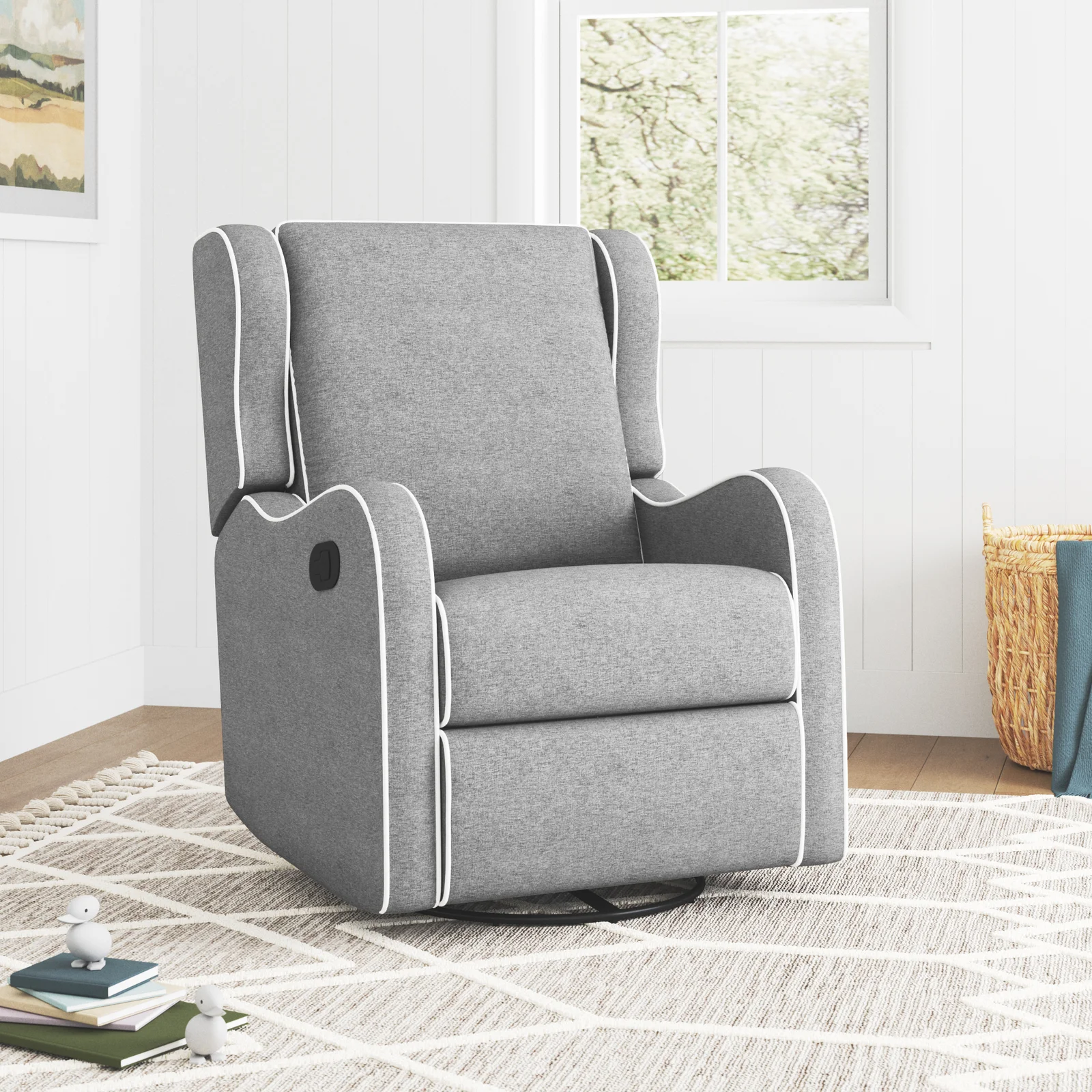 Albie Swivel Glider Recliner - Gray Linen