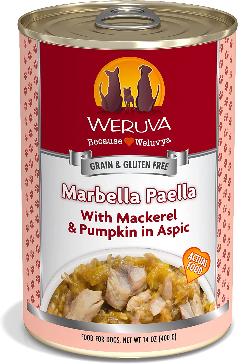 Weruva Marbella Paella with Mackerel & Pumpkin in Aspic Grain-Free Canned Dog Food 14oz Can (Pack of 12)
