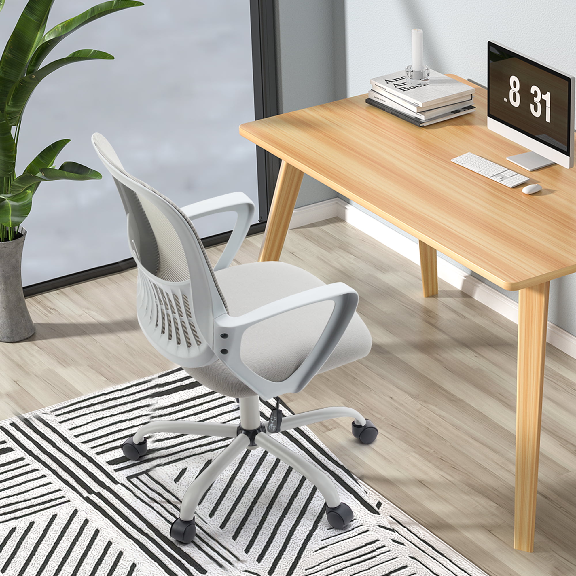 Yangming Ergonomic Office Chair. Mid Back Mesh Desk Chair with Lumbar Support for Home Office. Gray