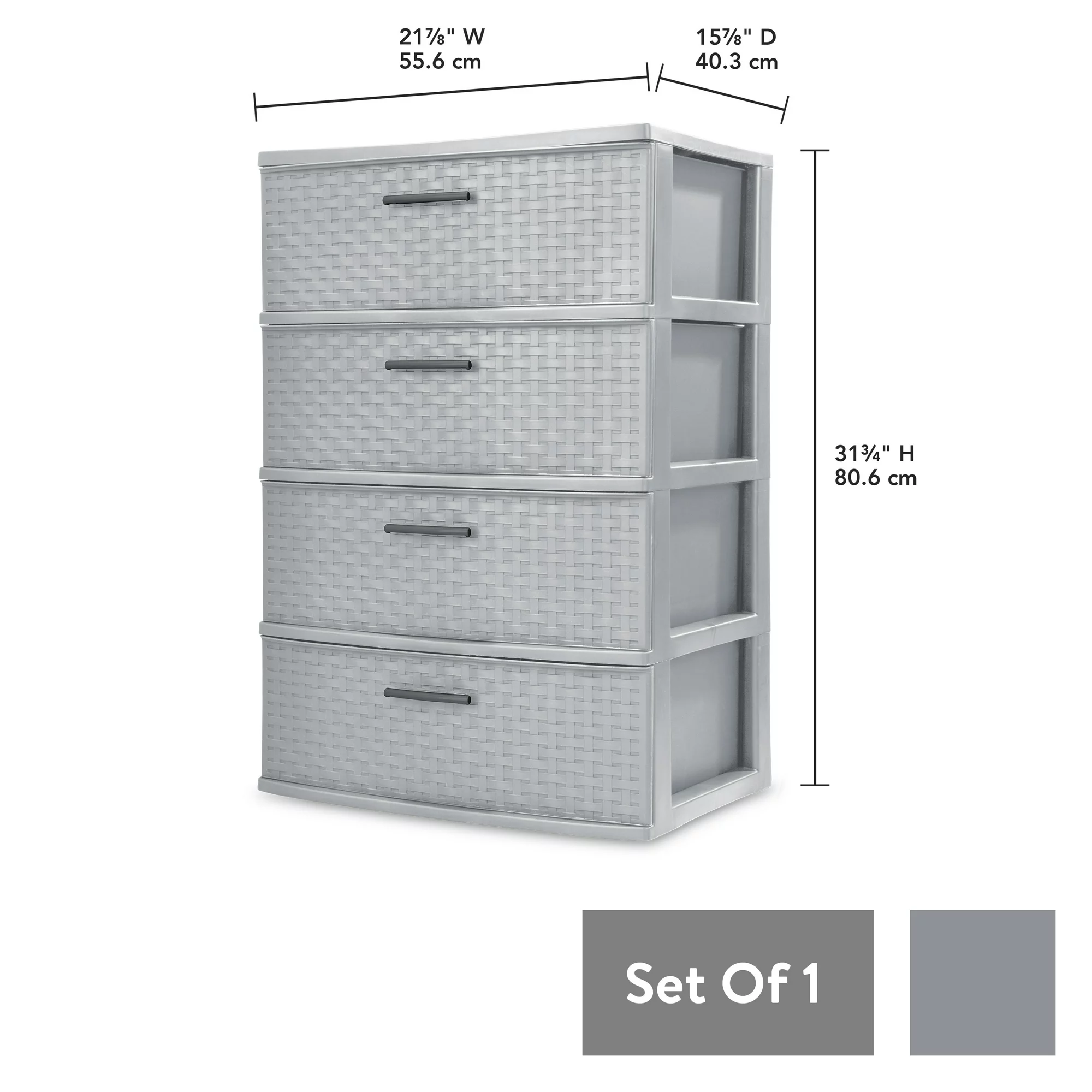 Sterilite 4 Drawer Wide Weave Tower Cement