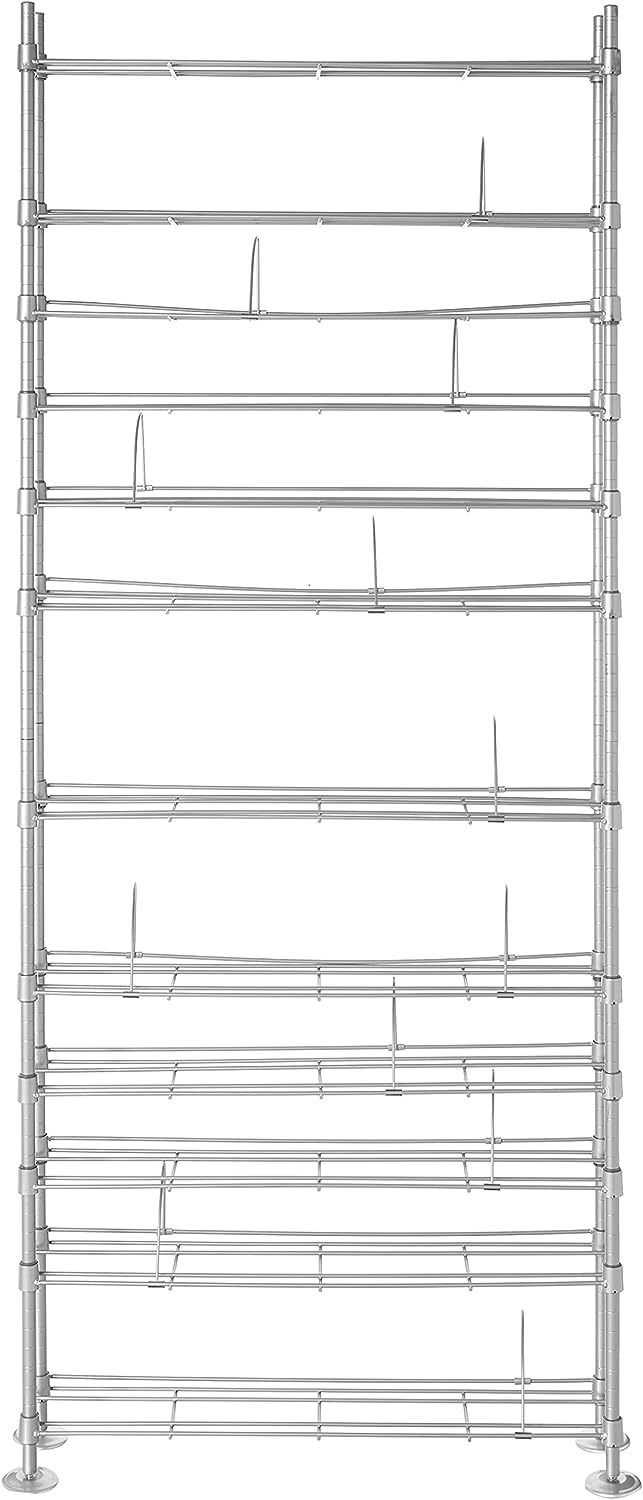 Atlantic Maxsteel 12 Tier Shelving - Heavy Gauge Steel Wire Media Shelving for 864 CDs. 450 DVDs. BluRay or Games PN63135237 in Silver