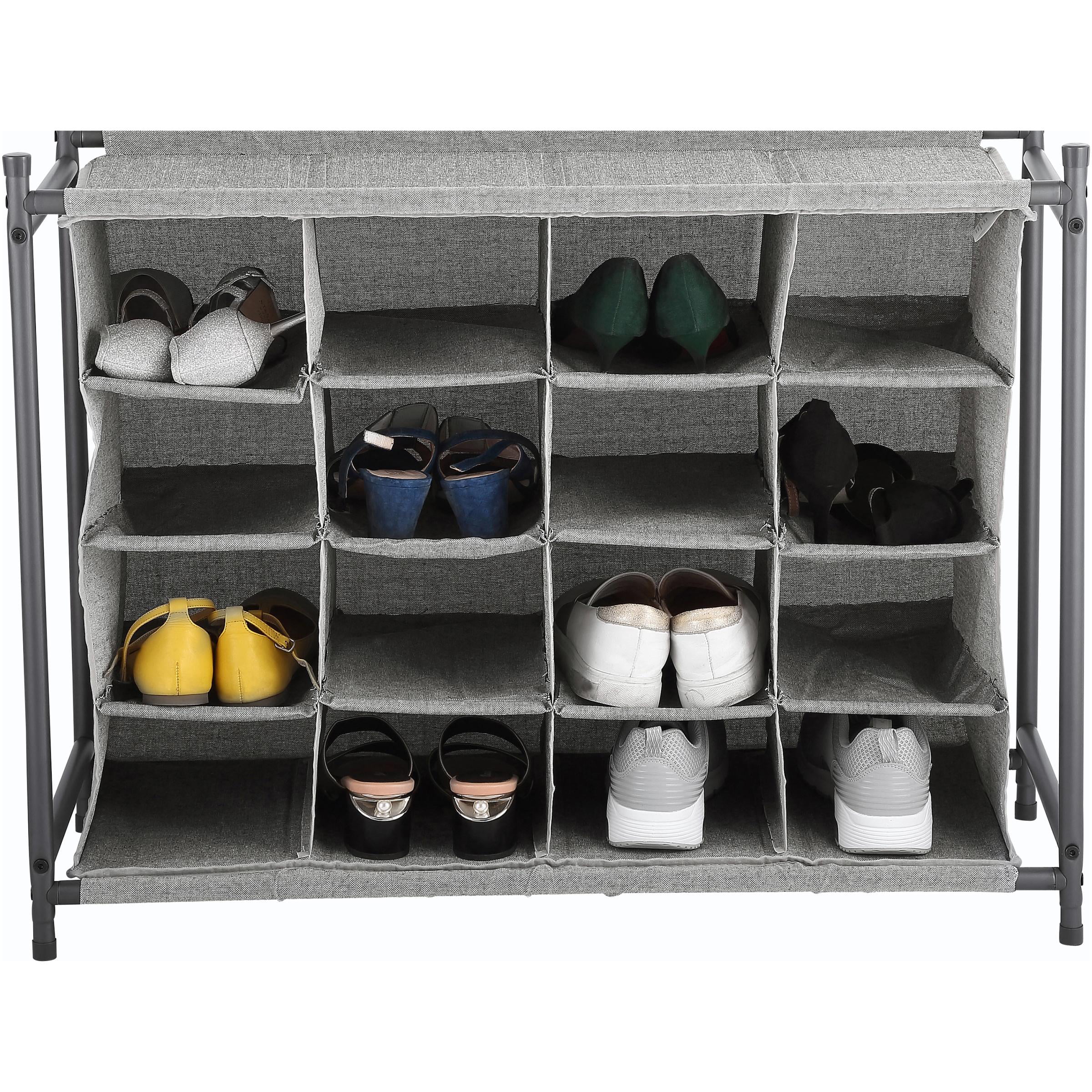 Better Homes & Gardens 4-Tier Charleston Collection 16 Pairs Shoe Organizer. Gray