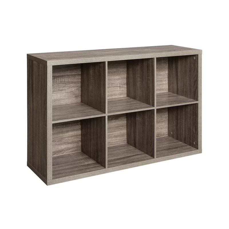 ClosetMaid 6 Cube Storage Shelf Organizer Bookshelf with Back Panel. Easy Assembly. Wood. Weathered Gray