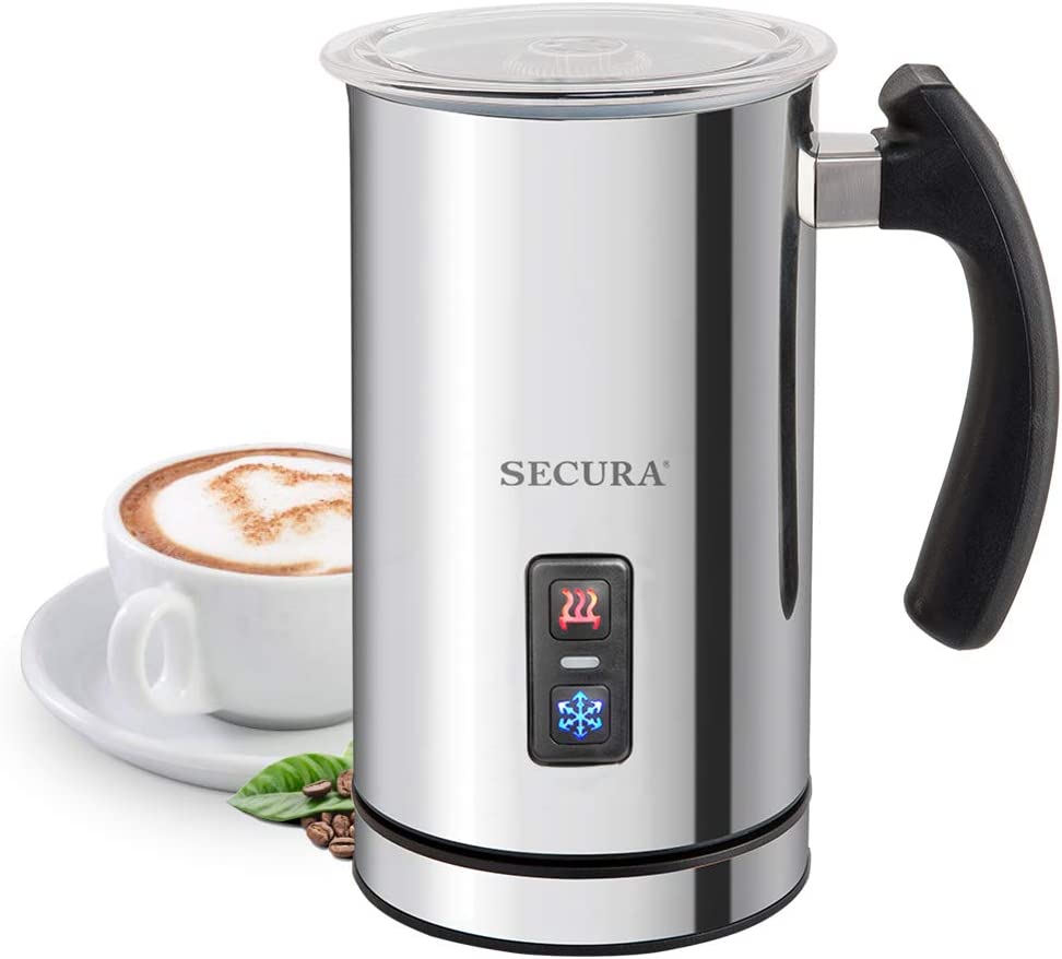 Secura Electric Milk Frother. Automatic Milk Steamer Warm or Cold Foam Maker for Coffee. Cappuccino. Latte. Stainless Steel Milk Warmer with Strix Temperature Controls