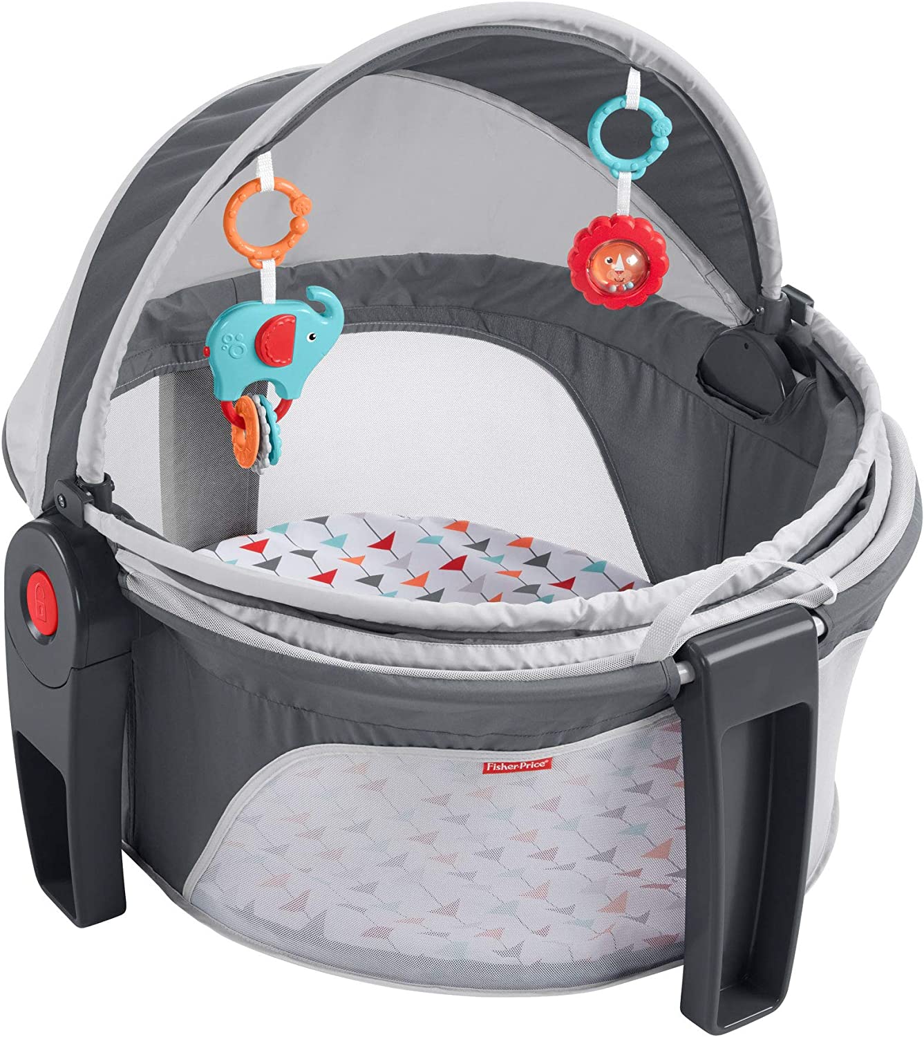 Fisher-Price Portable Bassinet And Play Space On-The-Go Baby Dome With Developmental Toys And Canopy. Arrows Away