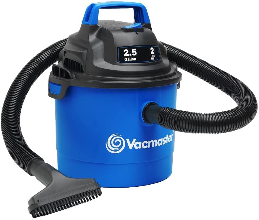 Vacmaster Portable Wall Mountable Wet/Dry Vacuum. 2.5 Gallon. 2 HP 1-1/4″ Hose (VOM205P). Blue
