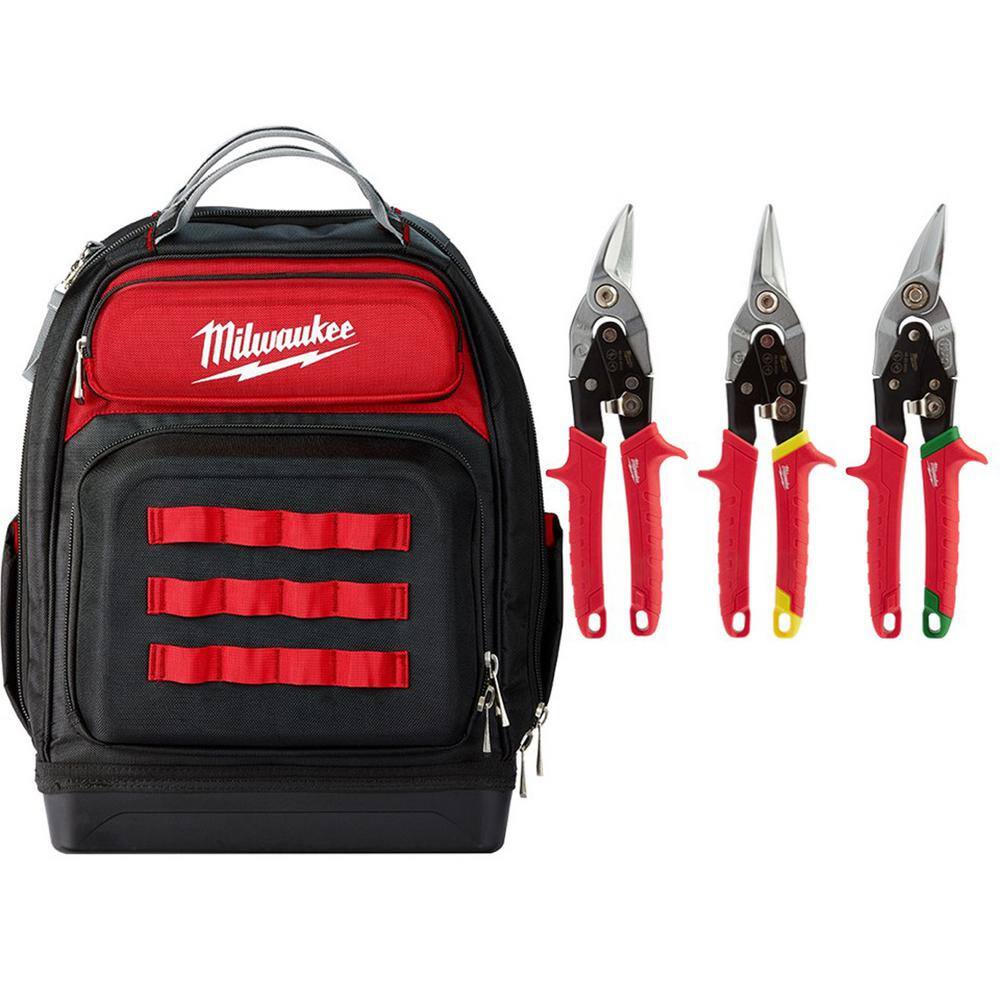 Milwaukee 48-22-8201-48-22-4533 15 in. Ultimate Jobsite Backpack with 3-Pack Snip Set