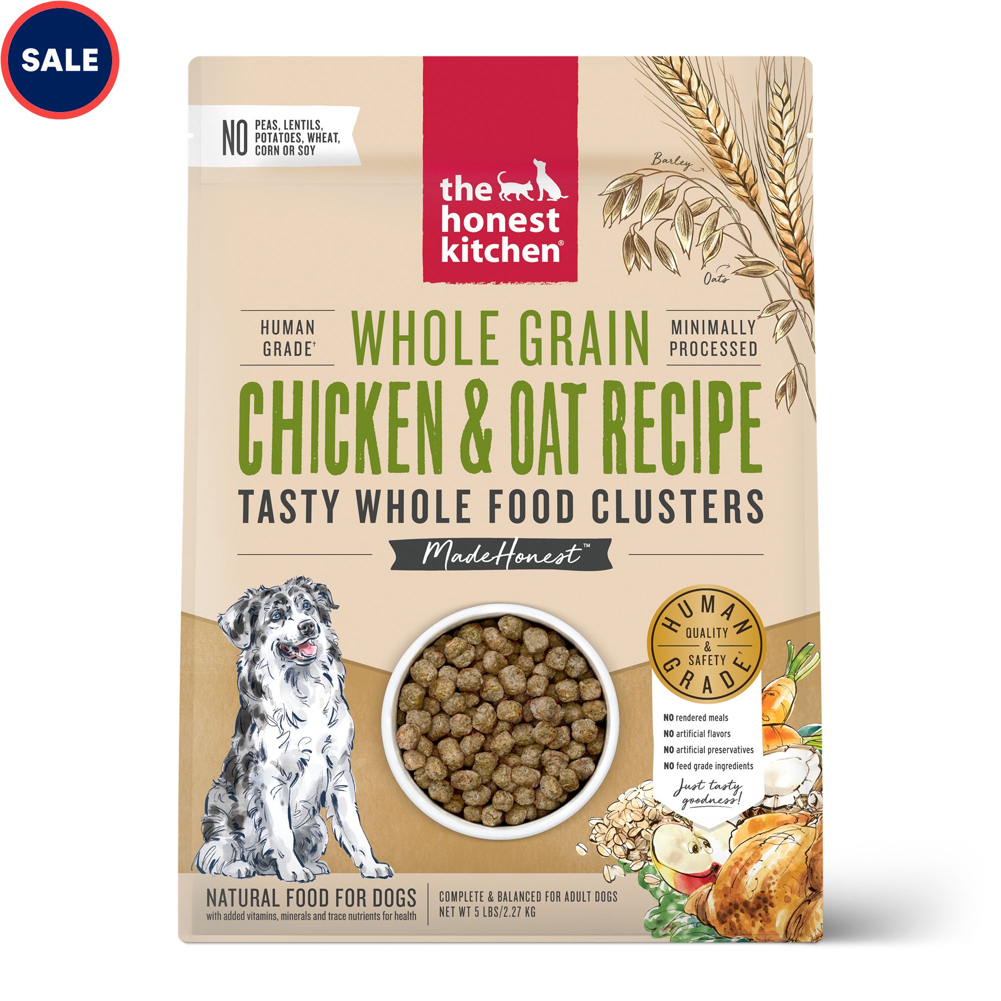 The Honest Kitchen Whole Food Clusters Whole Grain Chicken & Oat Recipe Dry Dog Food. 5 lbs.