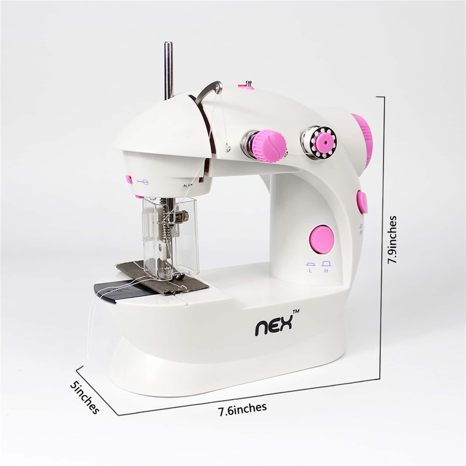 NEX™ Cute Pink Flex-Speed Double-Thread Cordless Easy Sewing Machine with Needle Protector