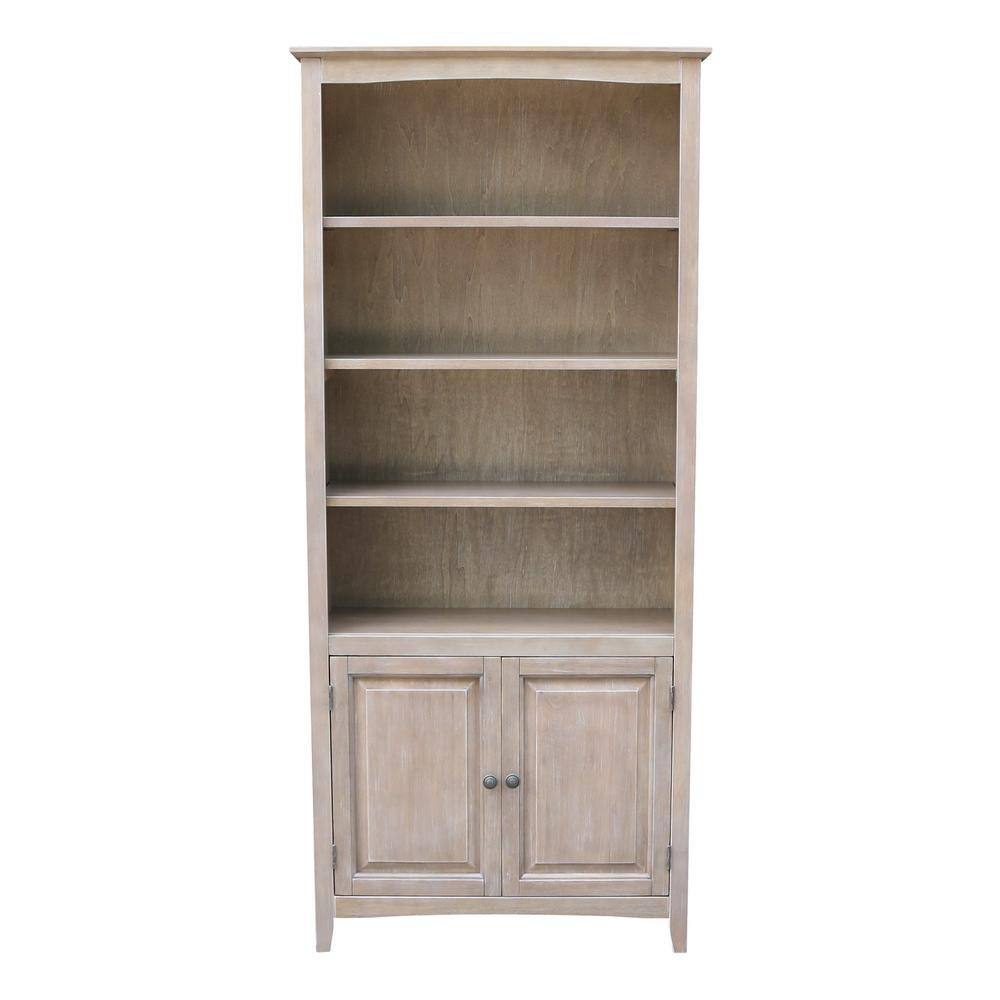 None  72 in. Weathered Taupe Gray Wood 6-shelf Standard Bookcase with Adjustable Shelves