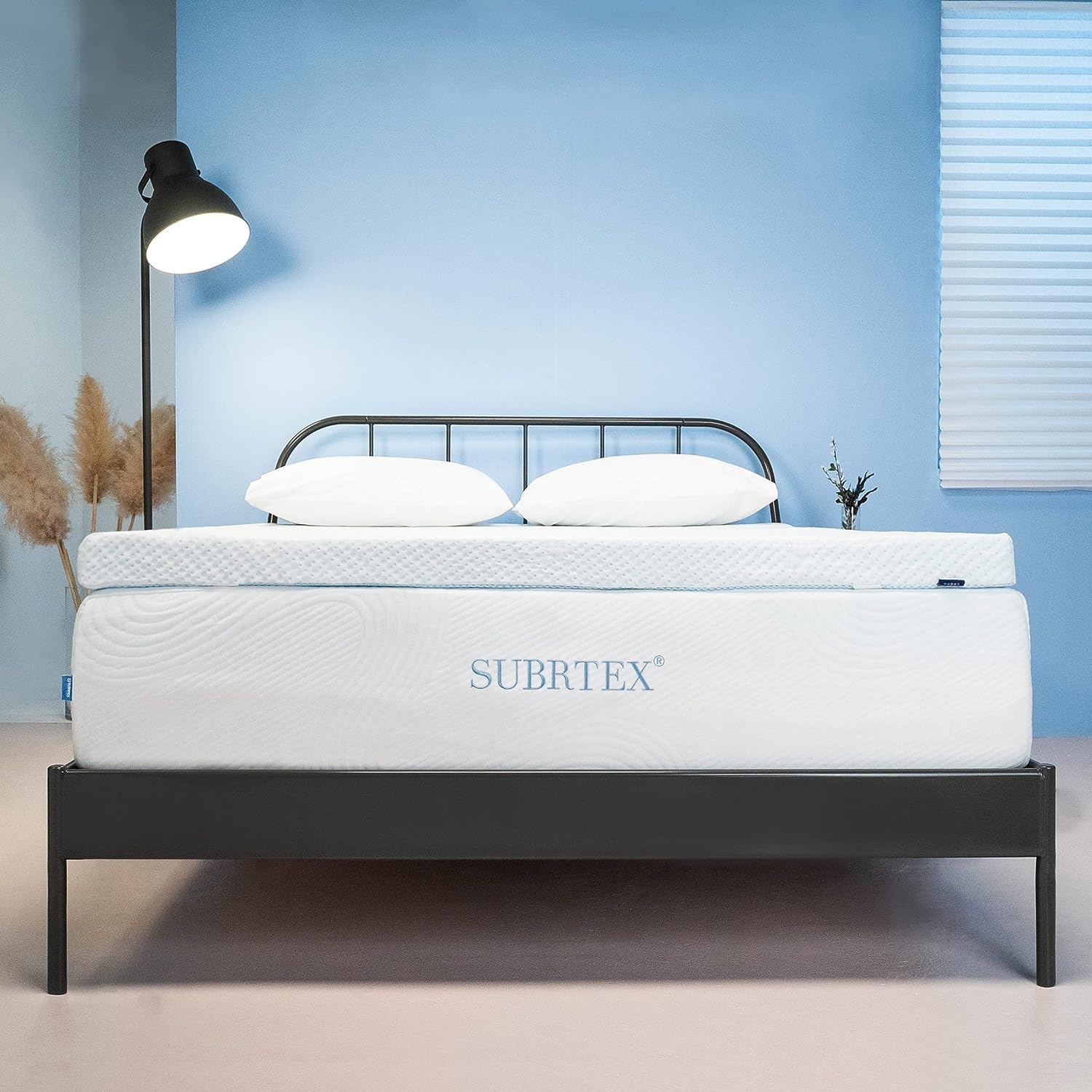subrtex 3 Inch Gel-Infused Memory Foam Bed Mattress Topper High Density Cooling Pad Removable Fitted Bamboo Cover Ventilated Design-10 Years Warranty (Queen)