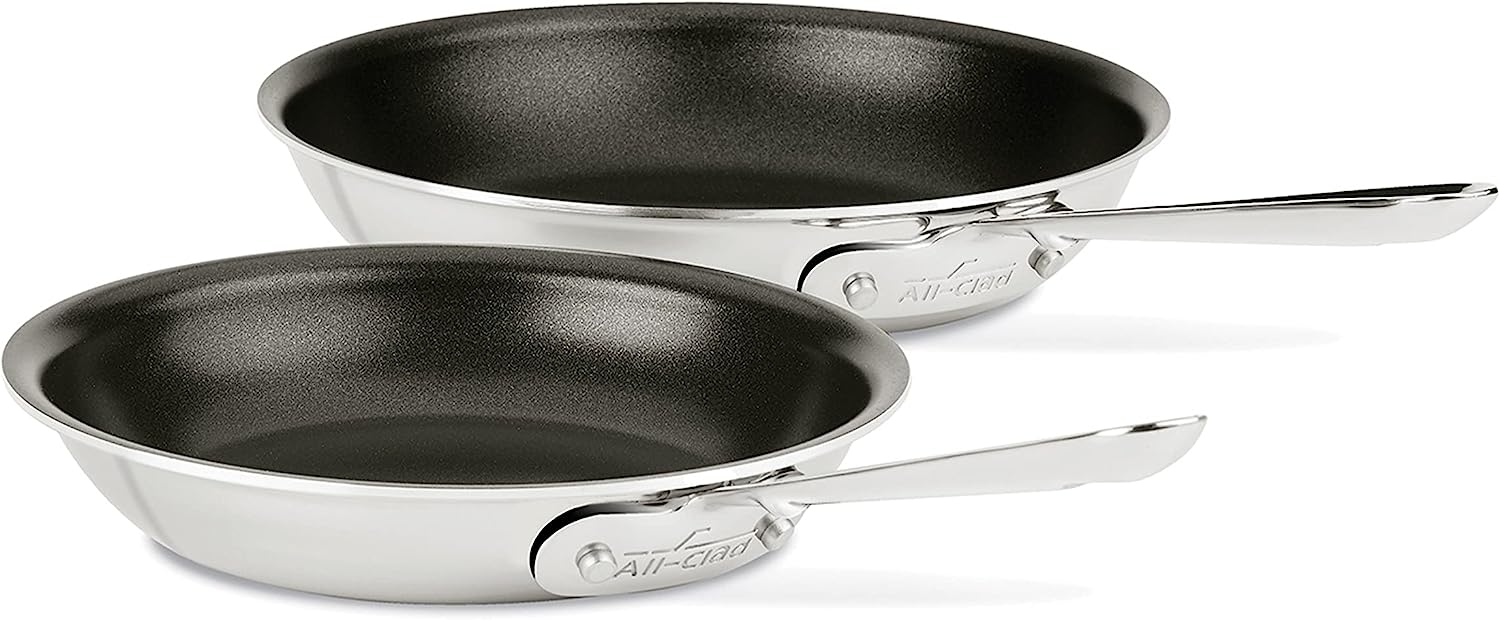 All-Clad D3 3-Ply Stainless Steel and Nonstick Surface 2 Piece Fry Pan Set 8. 10 Inch Induction Pots and Pans. Cookware