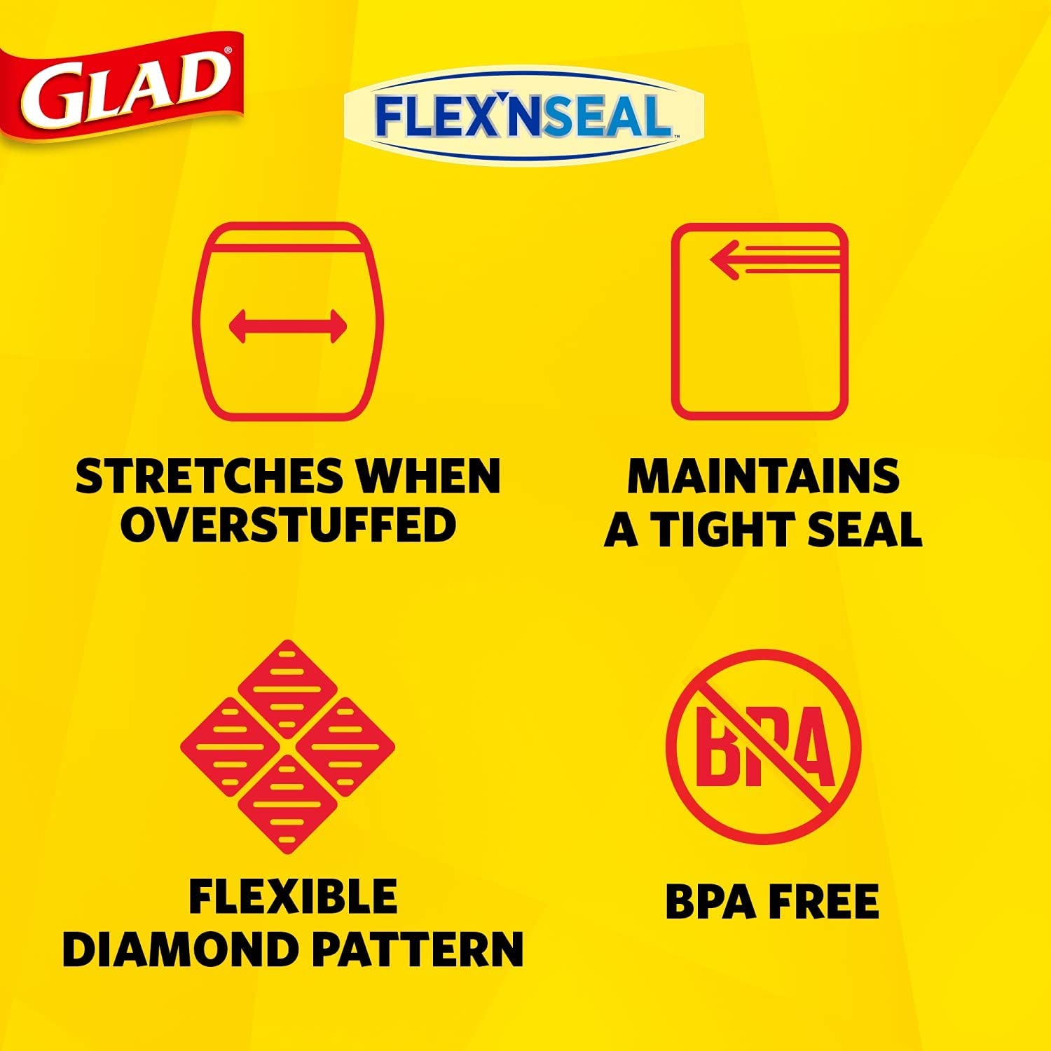 Glad FLEXN SEAL Gallon Freezer Zipper Bags. 28 Count (Pack of 4)