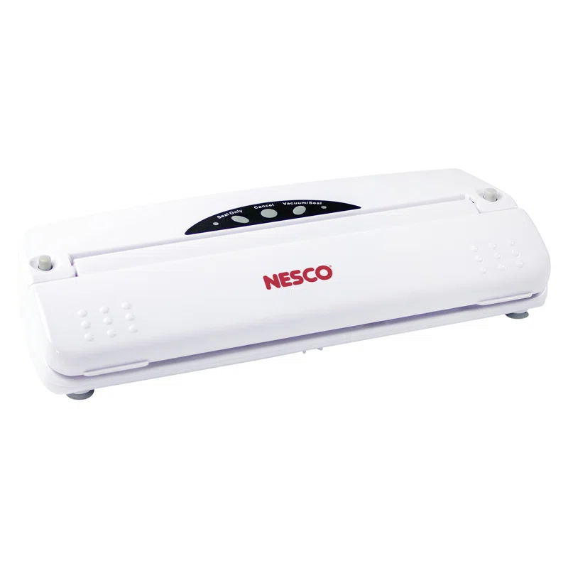 Nesco VS-01 One Touch Operation Food Vacuum Sealer with Vacuum Sealer Bags. White