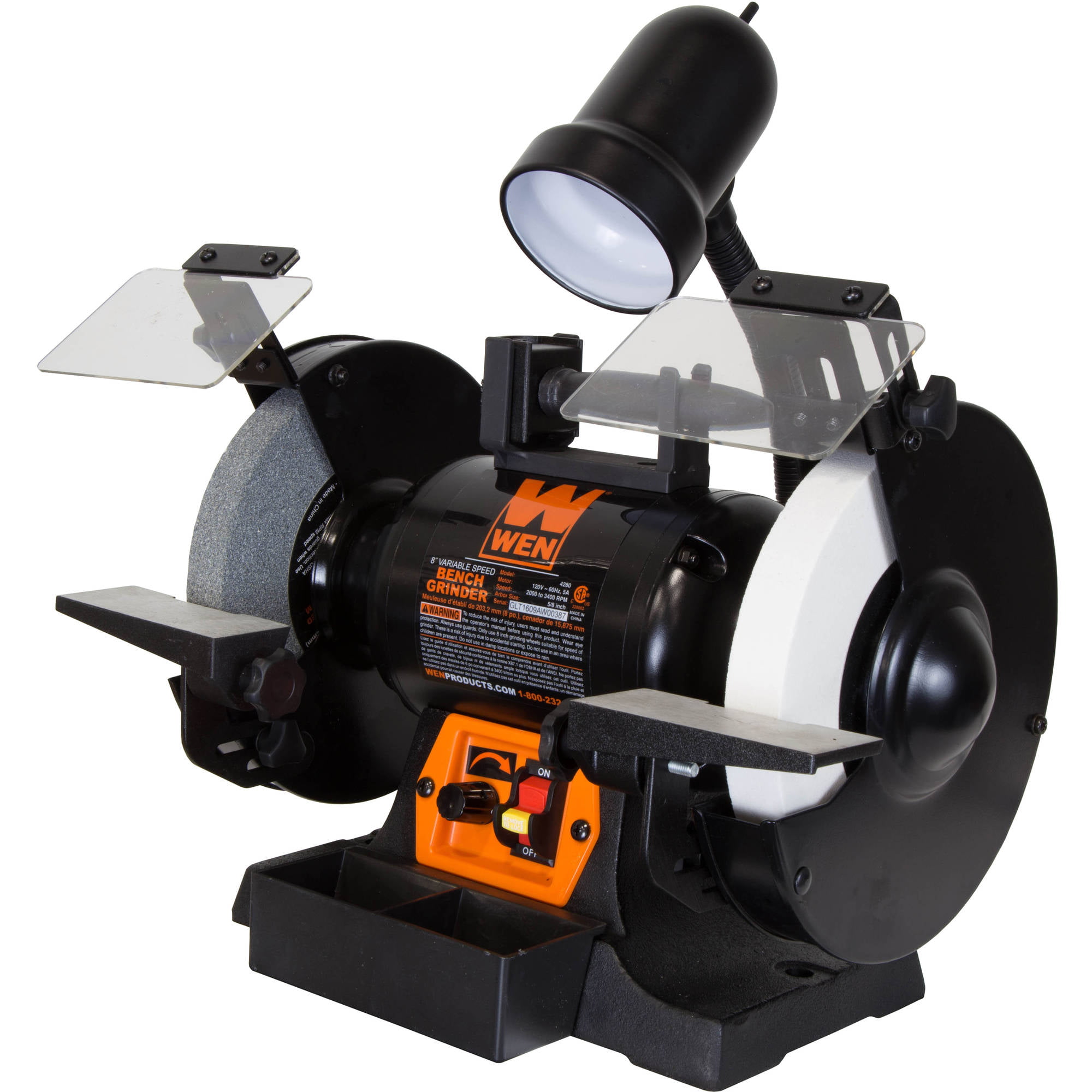 WEN 5-Amp 8-Inch Variable Speed Bench Grinder With Work Light. 4280