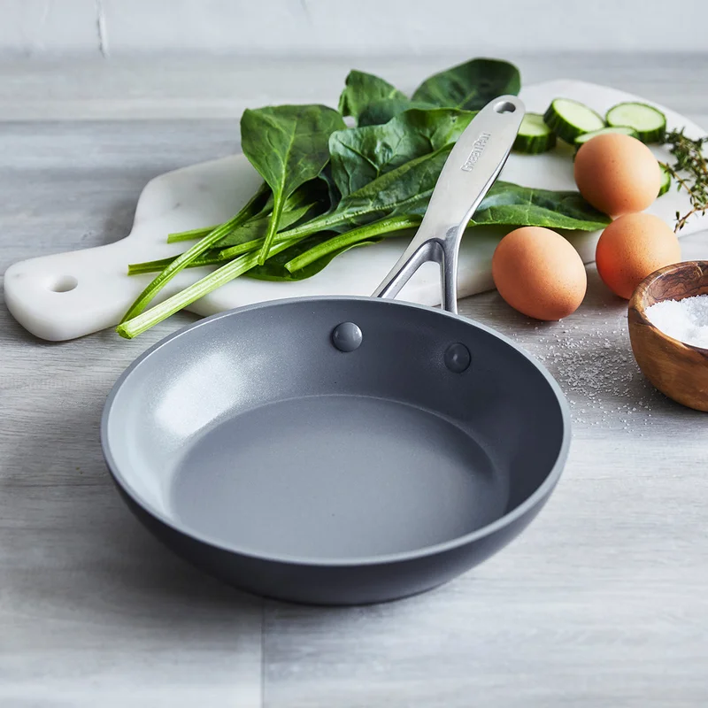 GreenPan Valencia Pro Hard Anodized Healthy Ceramic Nonstick 8″ Frying Pan Skillet. PFAS-Free. Induction. Dishwasher Safe. Oven Safe. Gray