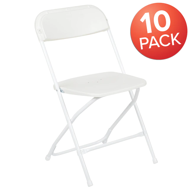 Flash Furniture  10-Pack White Standard Folding Chair with Solid Seat (Indoor)