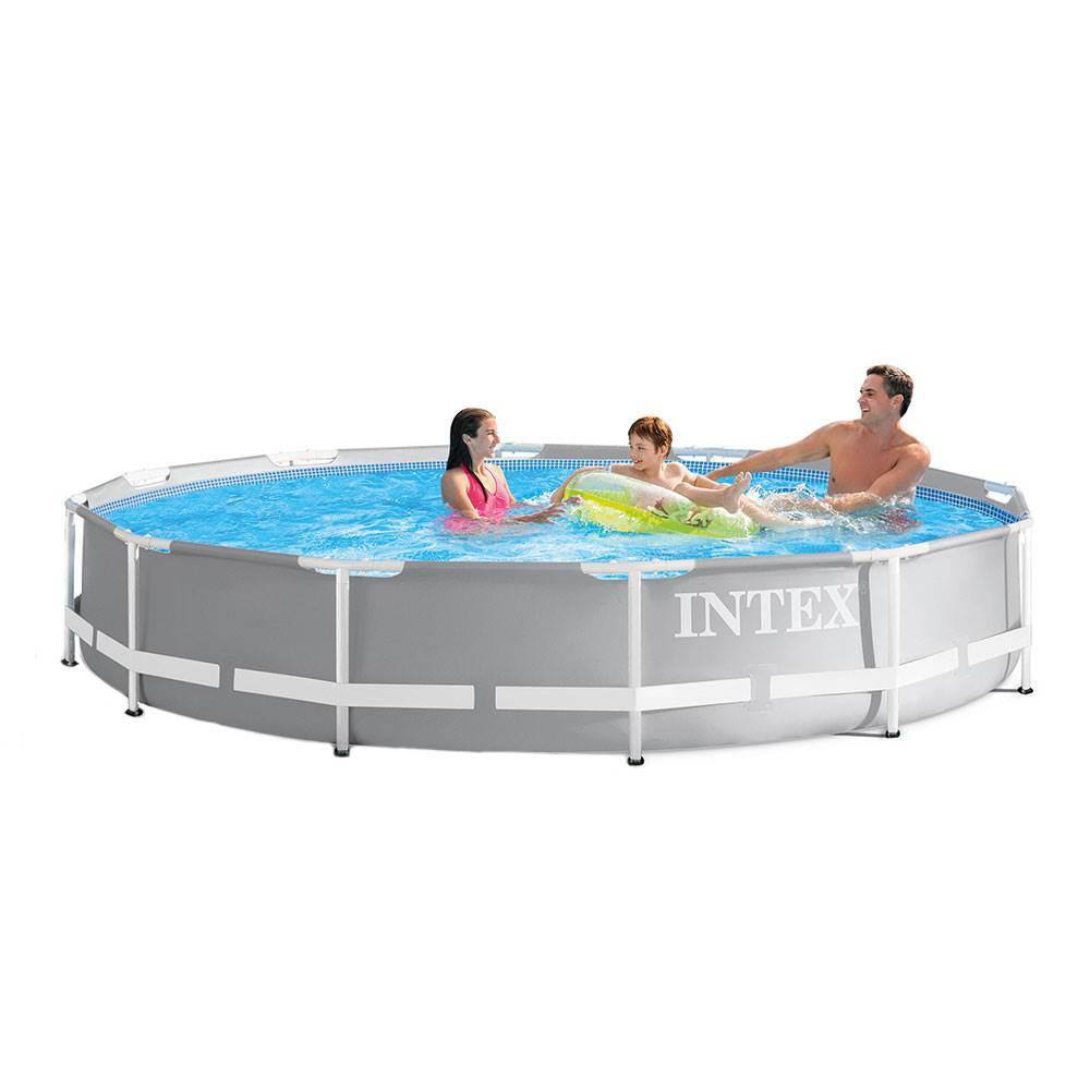 Intex 26710EH + 28054E 12 ft. x 30 in. Prism Metal Frame Above Ground Round Swimming Pool and Canopy