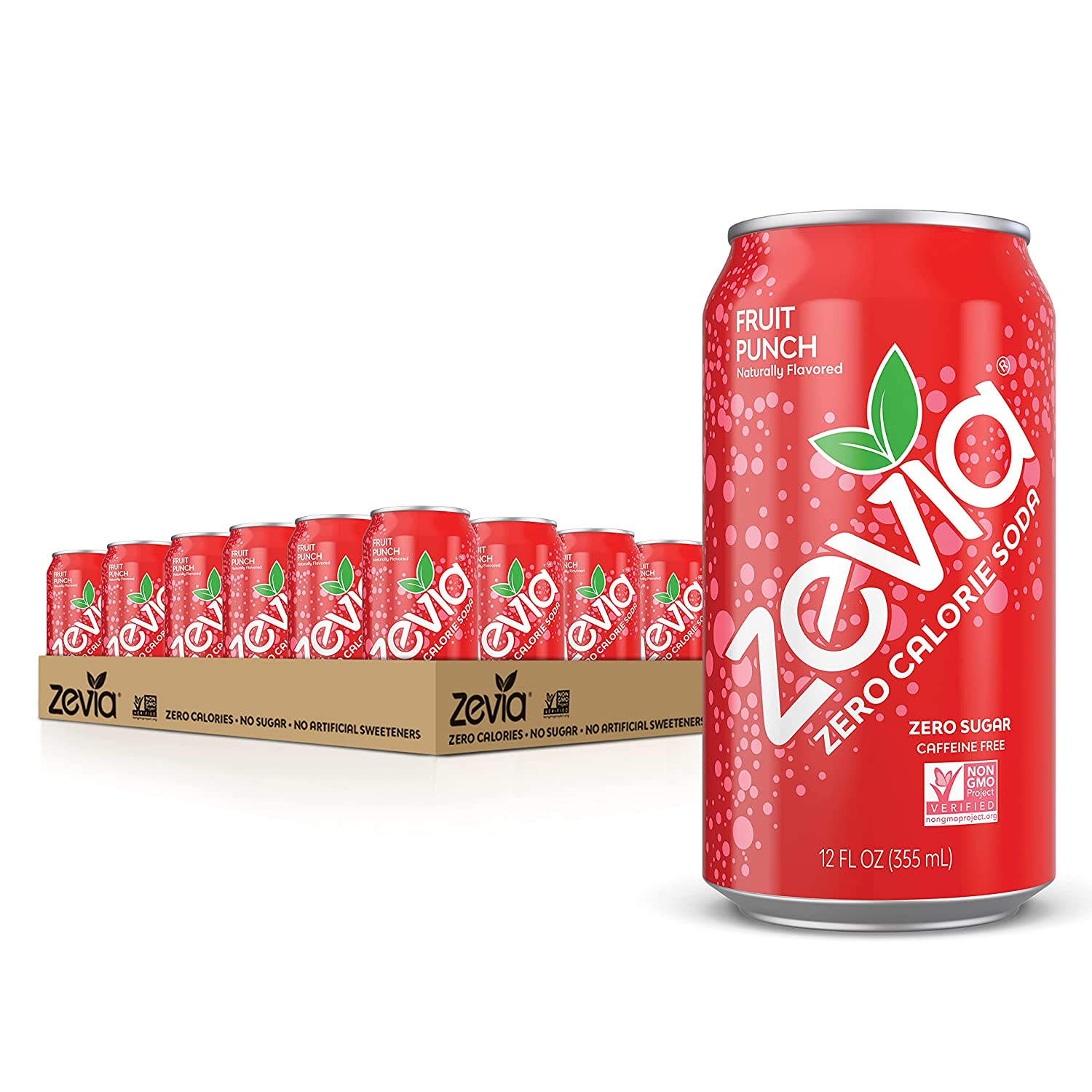 Zevia Zero Calorie Soda. Fruit Punch. Zero Sugar. 12 Ounce Cans (Pack of 24)