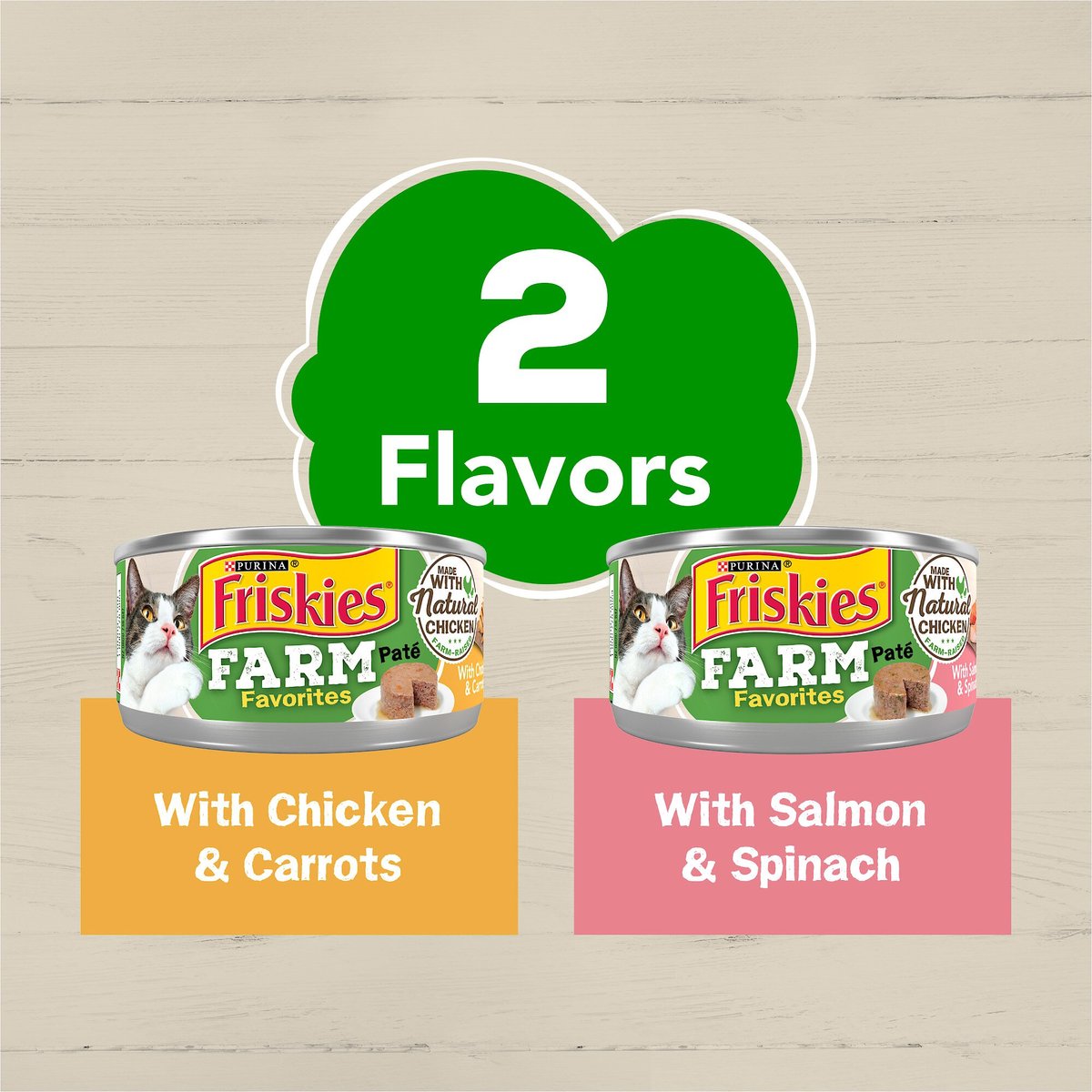 Purina Friskies Farm Favorites Chicken & Carrots & Salmon & Spinach Pate Wet Cat Food Variety Pack. 5.5-oz can. case of 24